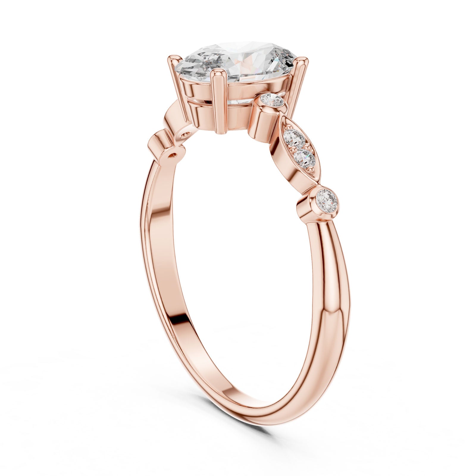 1.02 Ct. Oval Diamond Engagement Ring with Round Accent Band (00001L (11)) 3
