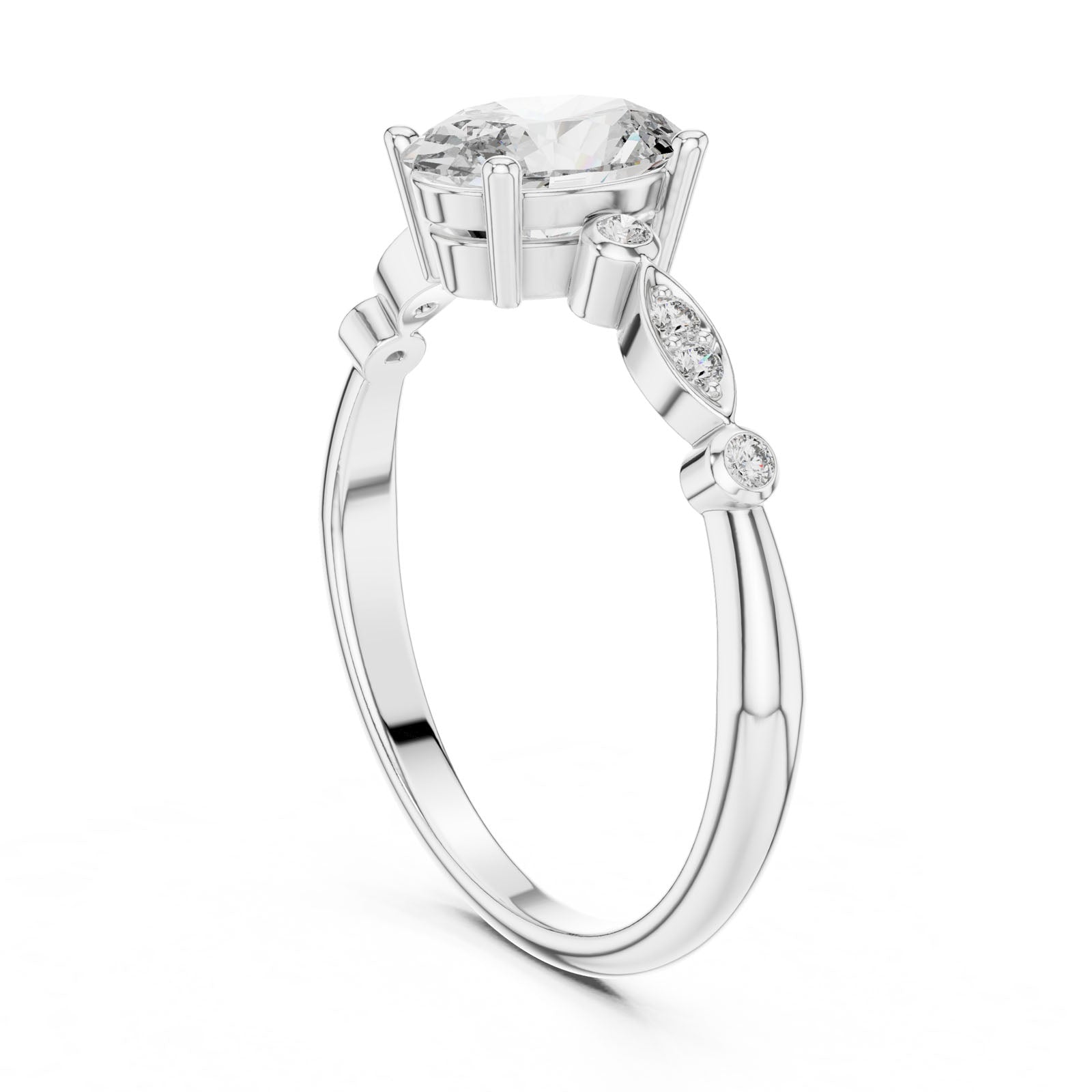1.02 Ct. Oval Diamond Engagement Ring with Round Accent Band (00001L (11)) 4