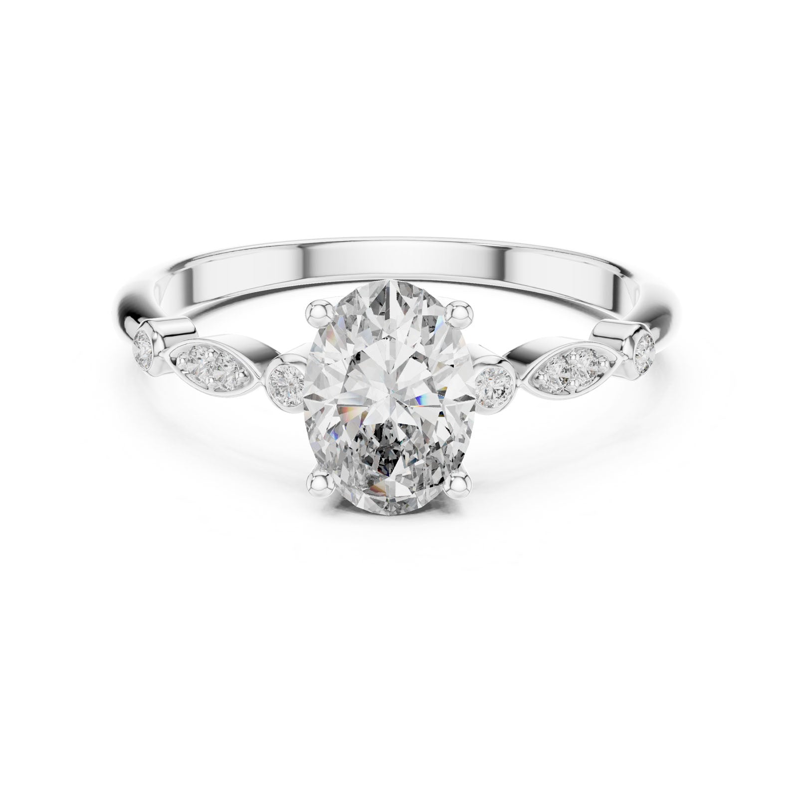 1.02 Ct. Oval Diamond Engagement Ring with Round Accent Band (00001L (11))