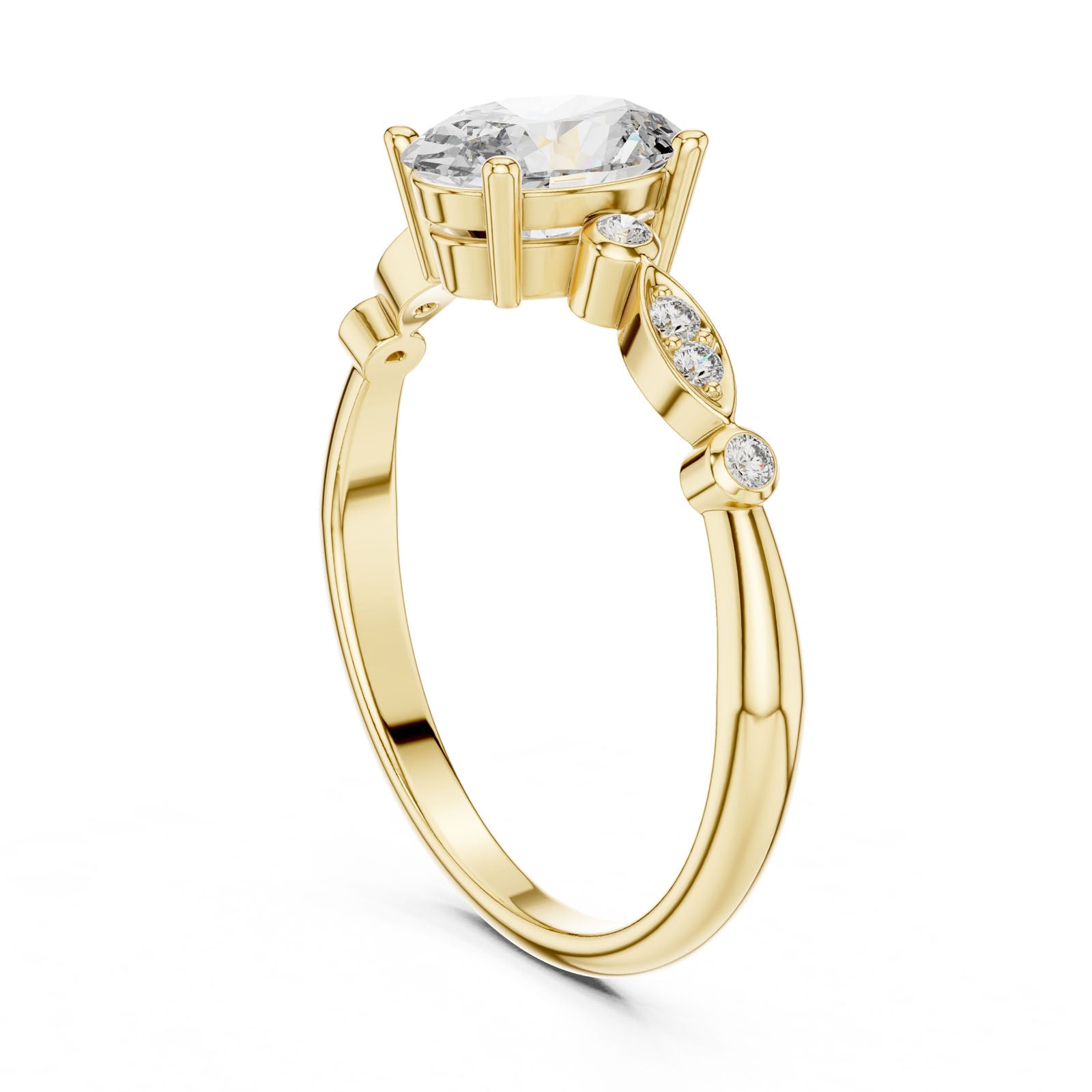 1.02 Ct. Oval Diamond Engagement Ring with Round Accent Band (00001L (11)) 11
