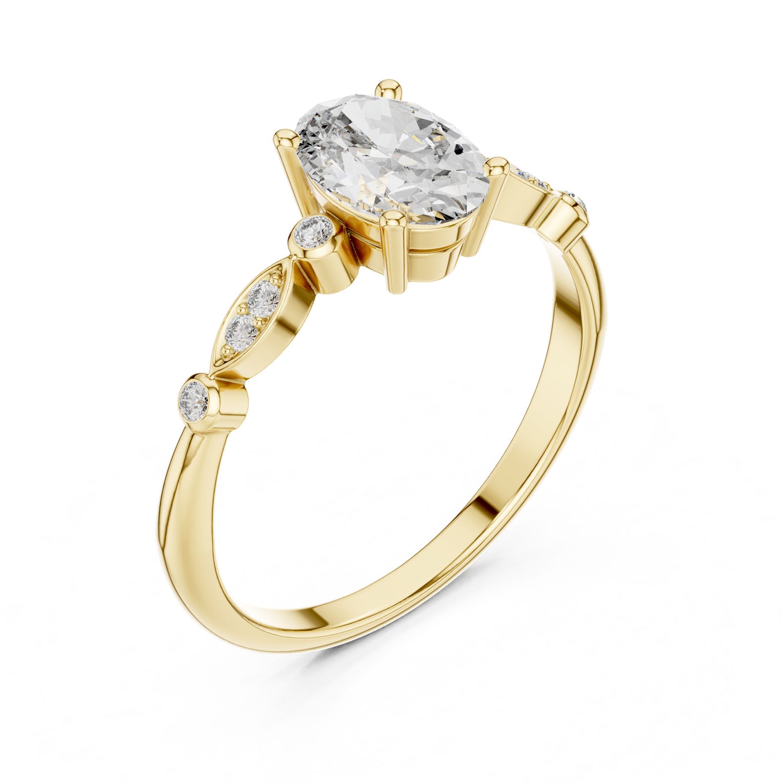 1.02 Ct. Oval Diamond Engagement Ring with Round Accent Band (00001L (11))