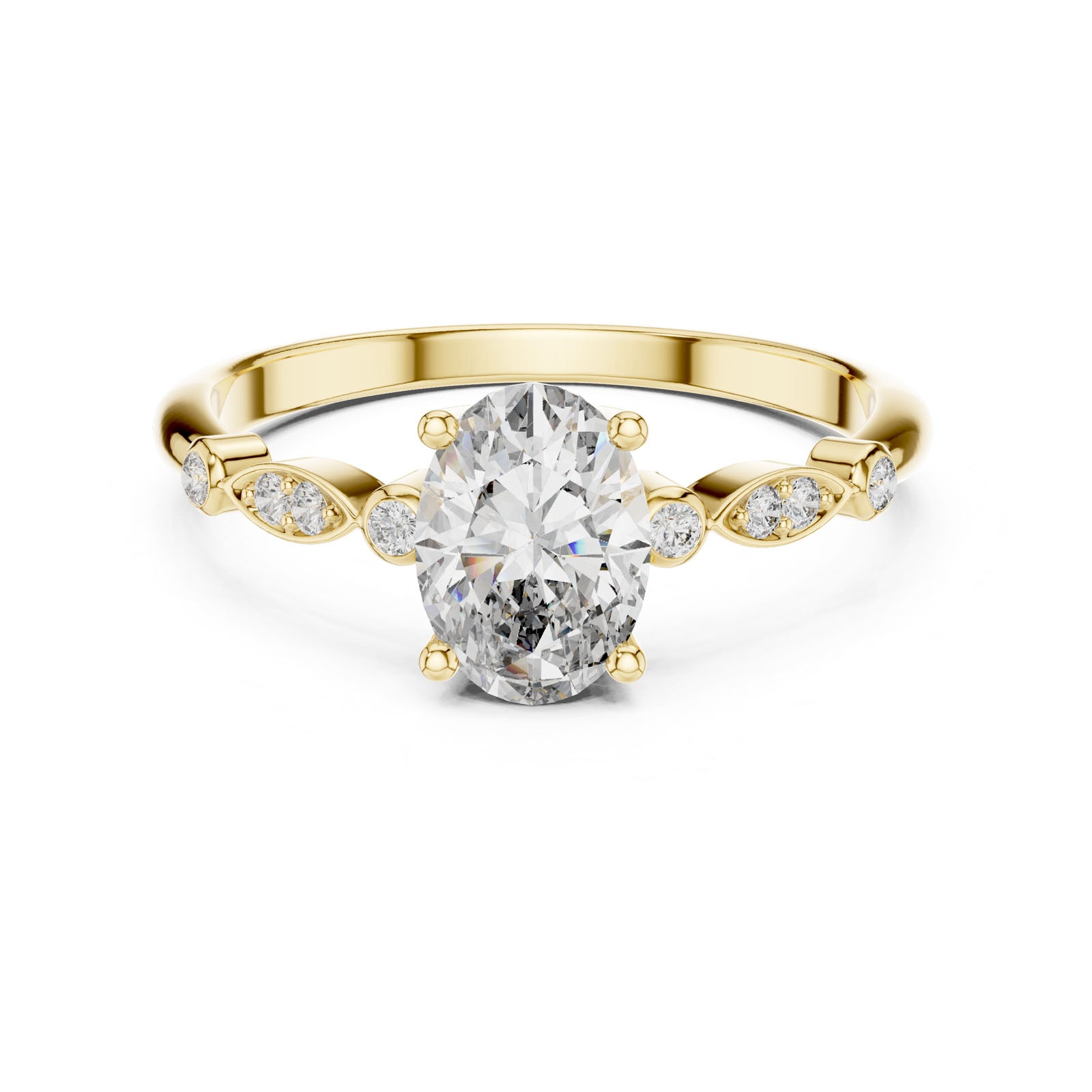 1.02 Ct. Oval Diamond Engagement Ring with Round Accent Band (00001L (11)) 5
