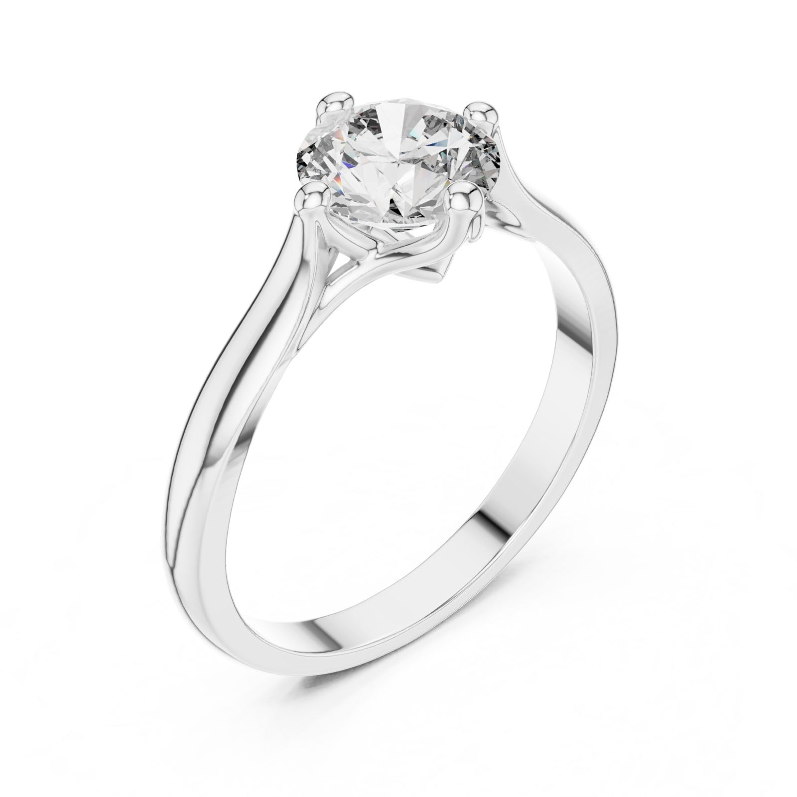 1.00 Ct. Round Diamond Solitaire Ring with Sculpted Tapered Band (00001L (12)) 7