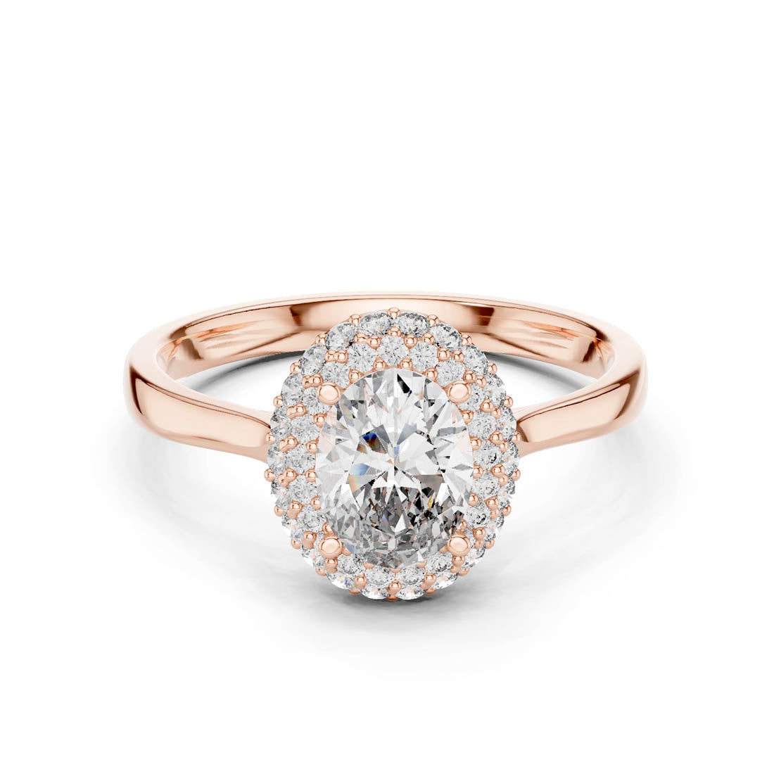 1.38 Ct. Oval Double Pavé Halo Diamond Ring (00001L (14)) 5