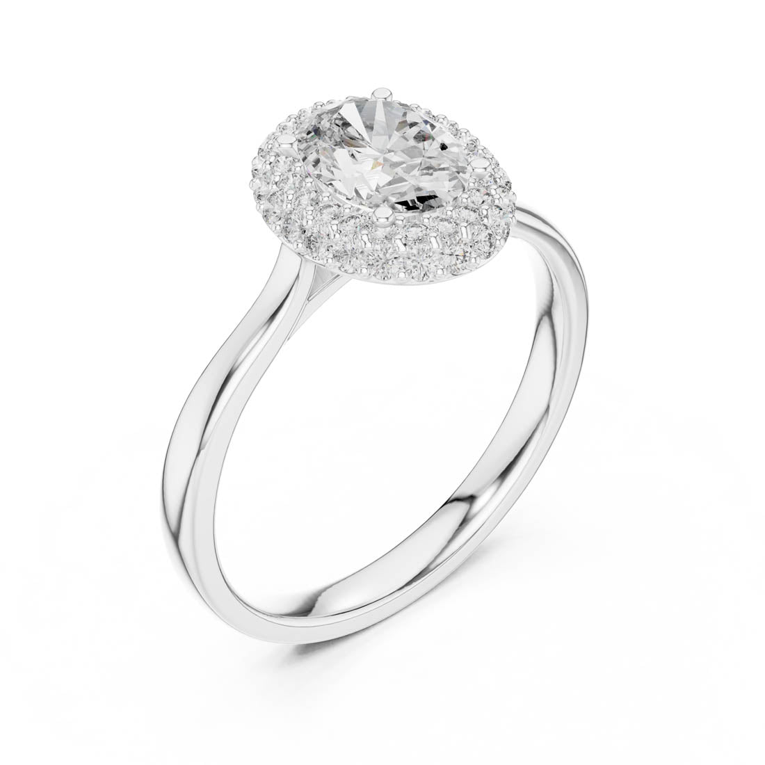 1.38 Ct. Oval Double Pavé Halo Diamond Ring (00001L (14)) 6
