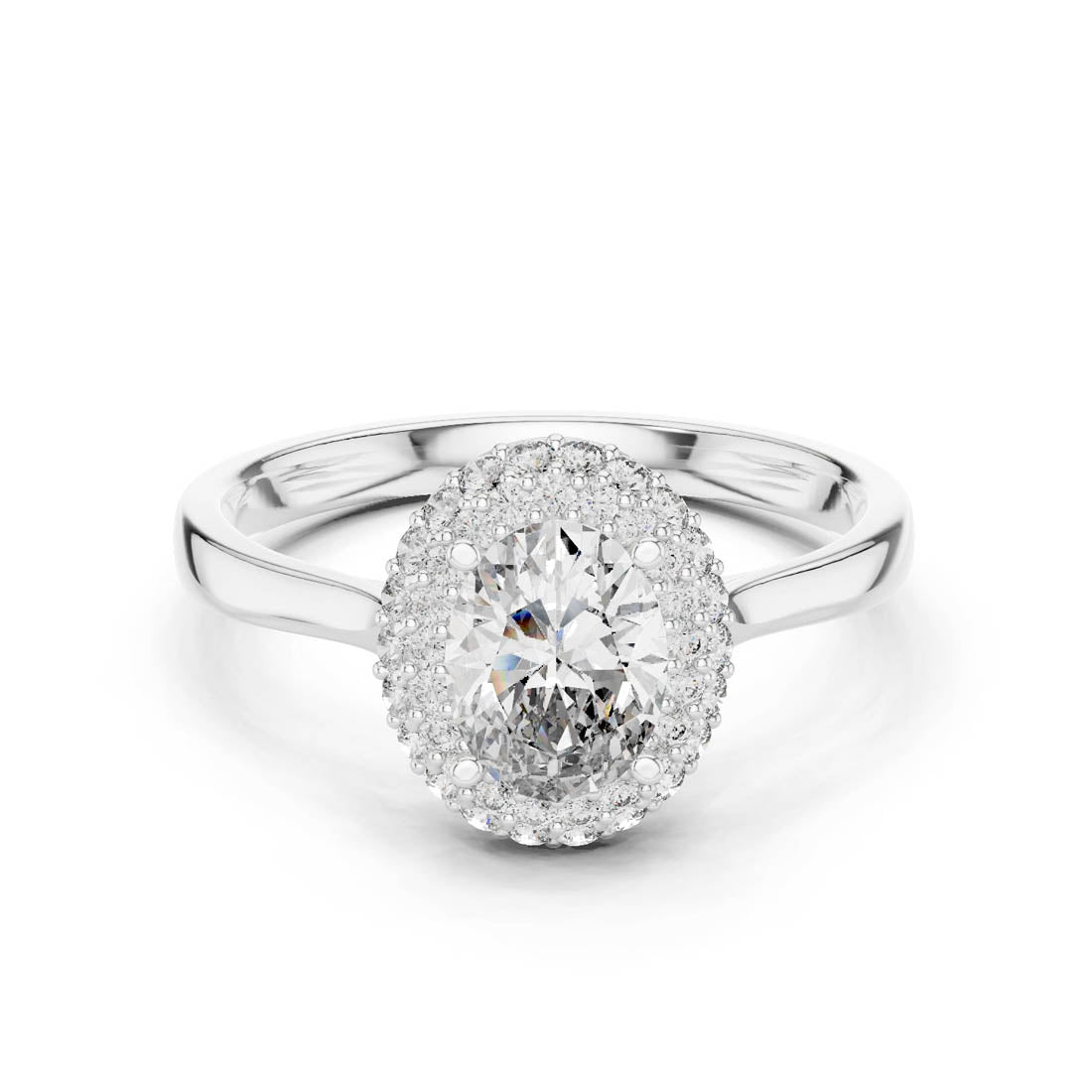 1.38 Ct. Oval Double Pavé Halo Diamond Ring (00001L (14)) 7