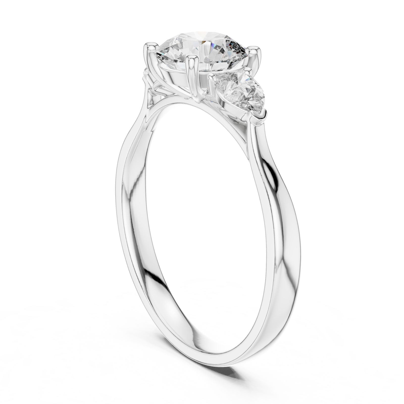 1.50 Ct. Round Diamond Three-Stone Ring with Pear Side Stones (00001L (17)) 4