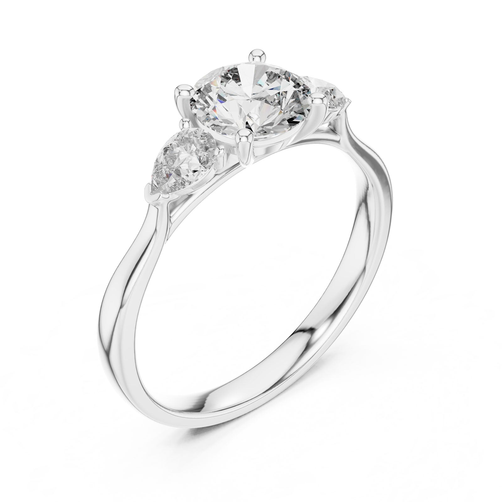 1.50 Ct. Round Diamond Three-Stone Ring with Pear Side Stones (00001L (17)) 7