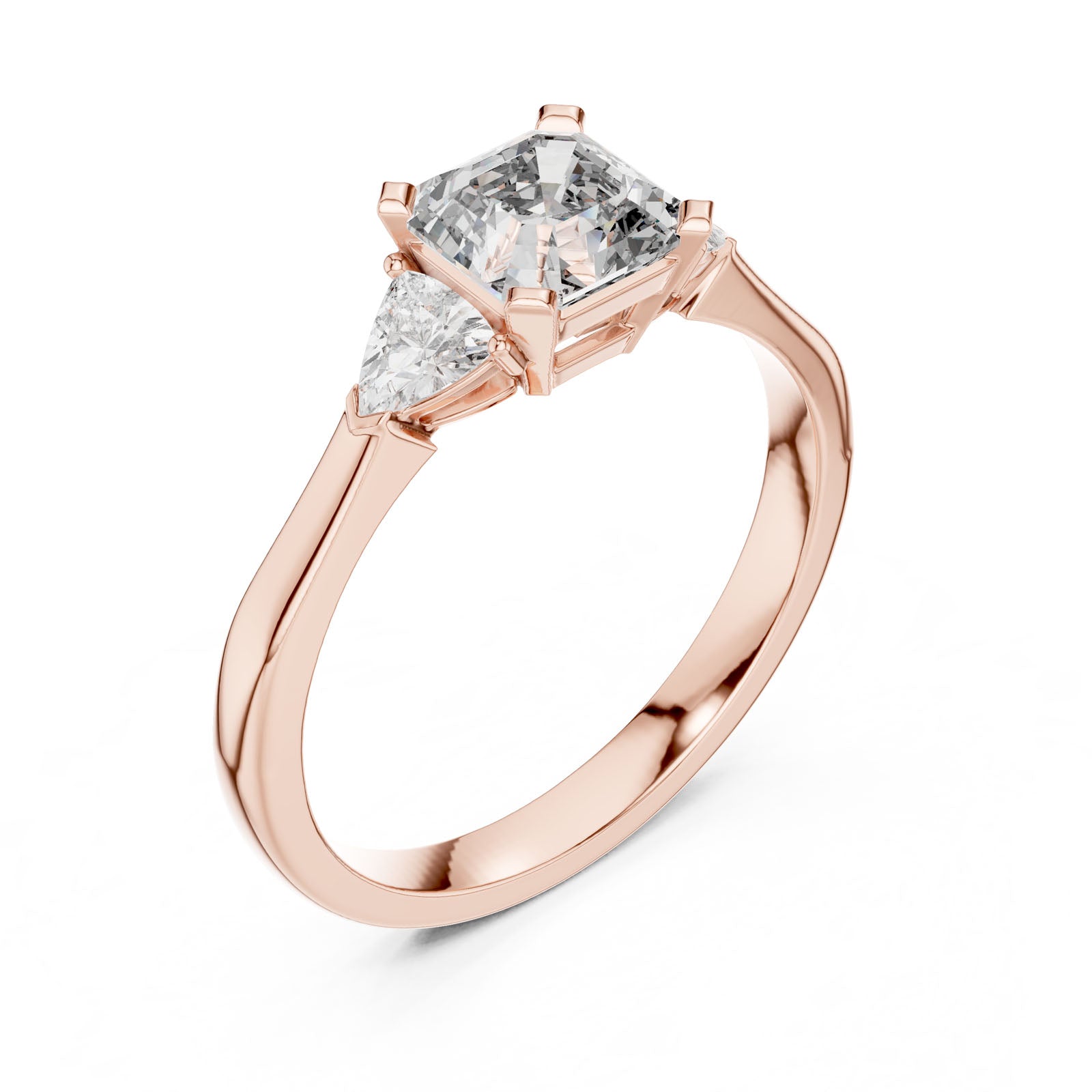 1.36 Ct. Asscher Cut Three-Stone Ring with Trillion Side Diamonds (00001L (21)) 9