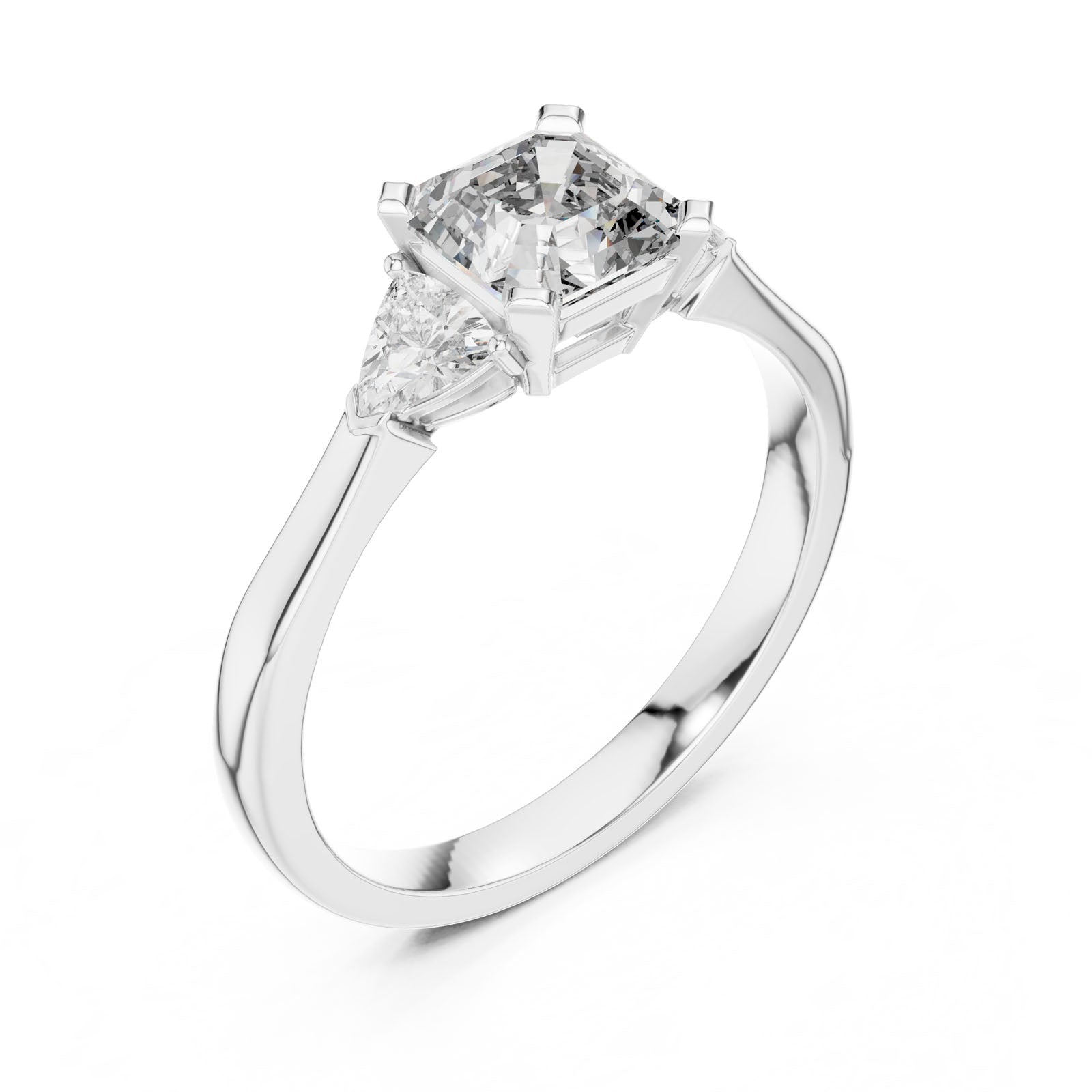 1.36 Ct. Asscher Cut Three-Stone Ring with Trillion Side Diamonds (00001L (21))