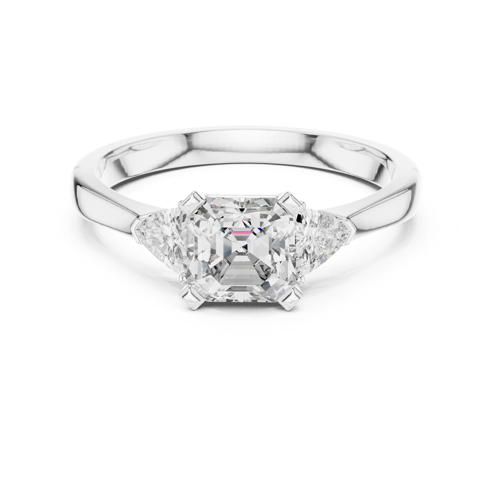 1.36 Ct. Asscher Cut Three-Stone Ring with Trillion Side Diamonds (00001L (21))