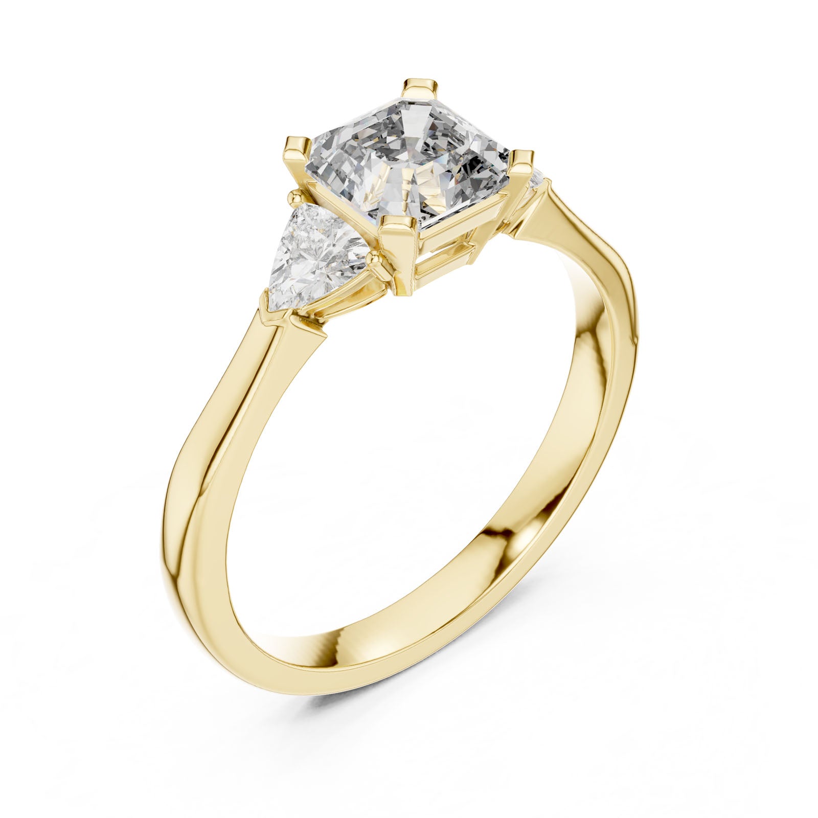 1.36 Ct. Asscher Cut Three-Stone Ring with Trillion Side Diamonds (00001L (21)) 5