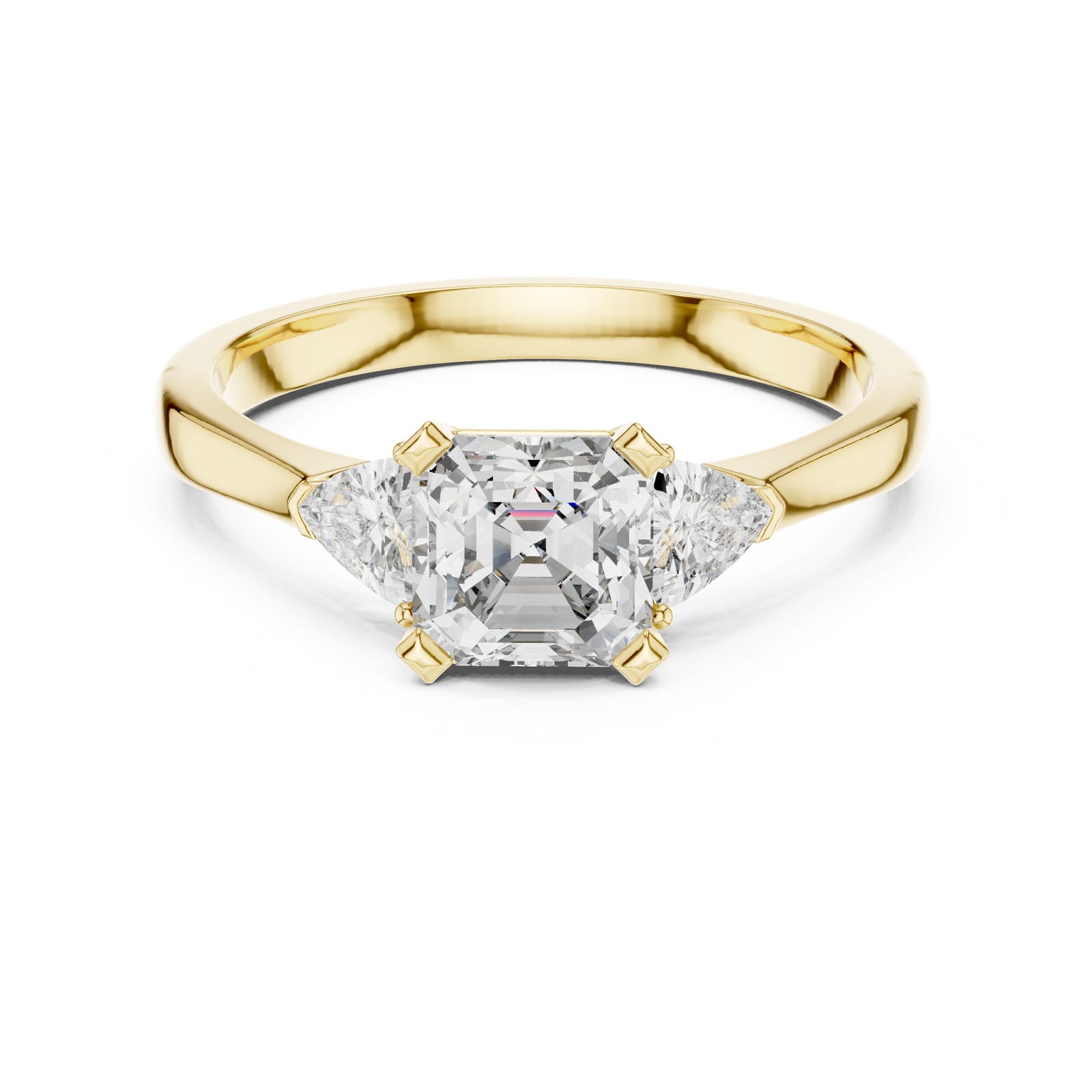 1.36 Ct. Asscher Cut Three-Stone Ring with Trillion Side Diamonds (00001L (21)) 7