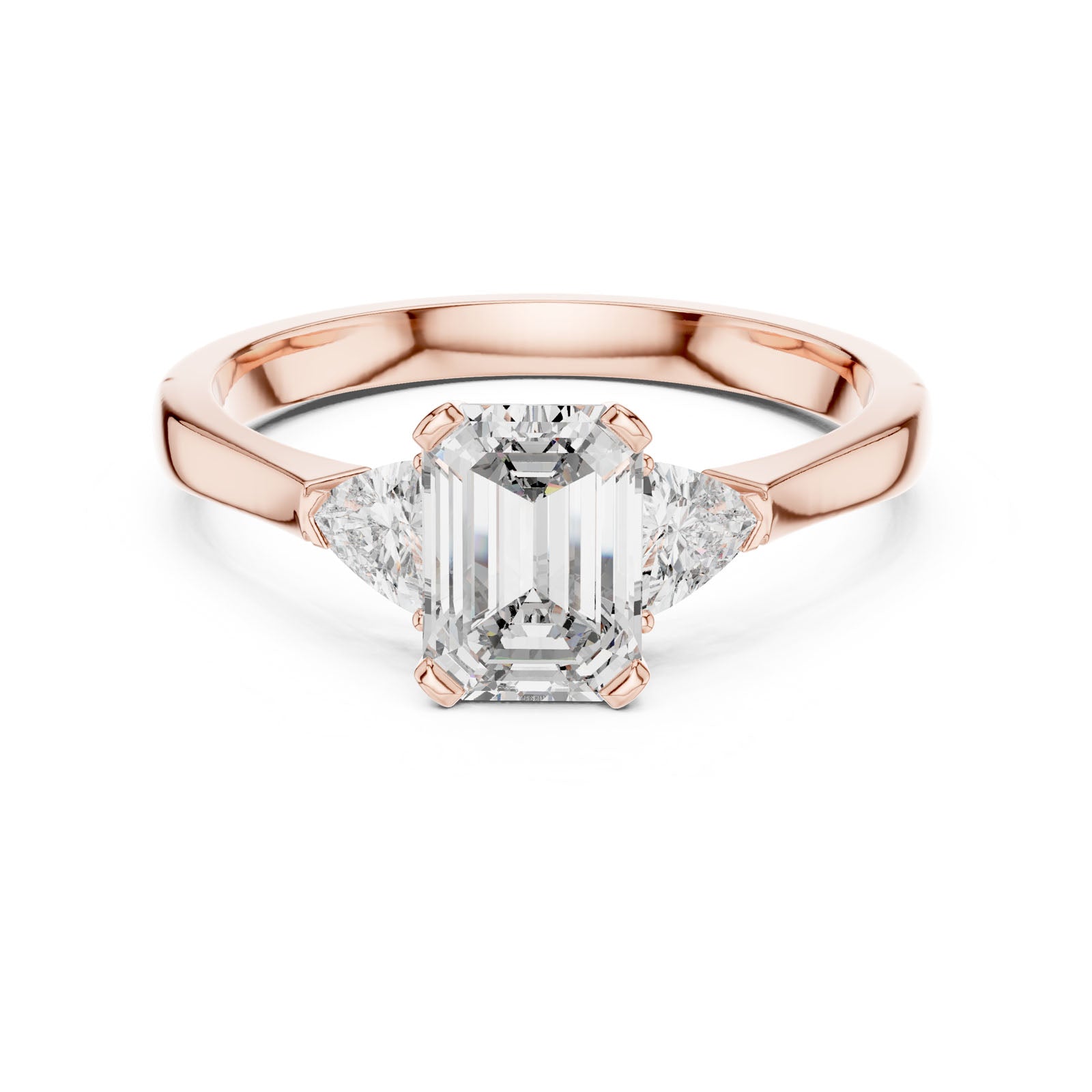 1.36 Ct. Emerald Cut Three-Stone Ring with Trillion Side Diamonds (00001L (23)) 3