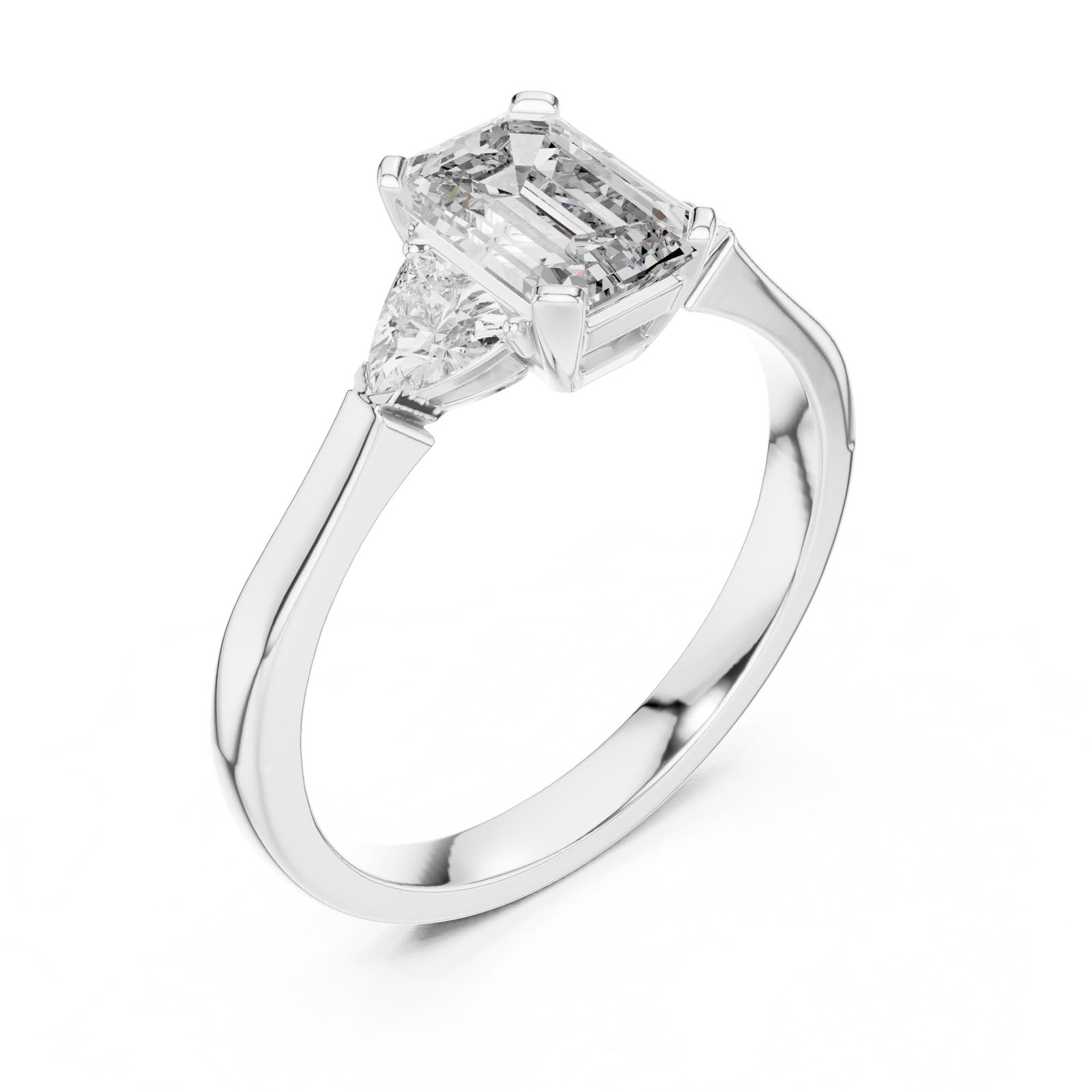 1.36 Ct. Emerald Cut Three-Stone Ring with Trillion Side Diamonds (00001L (23)) 4