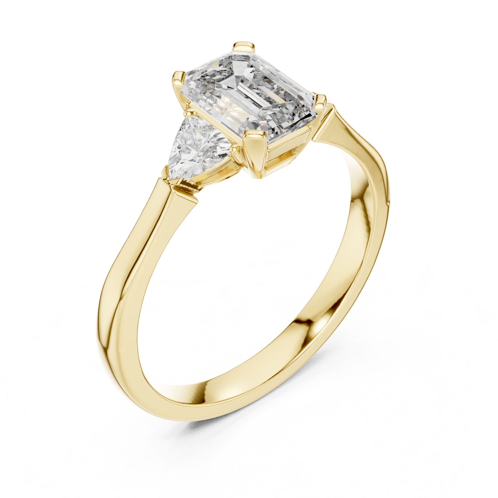1.36 Ct. Emerald Cut Three-Stone Ring with Trillion Side Diamonds (00001L (23))