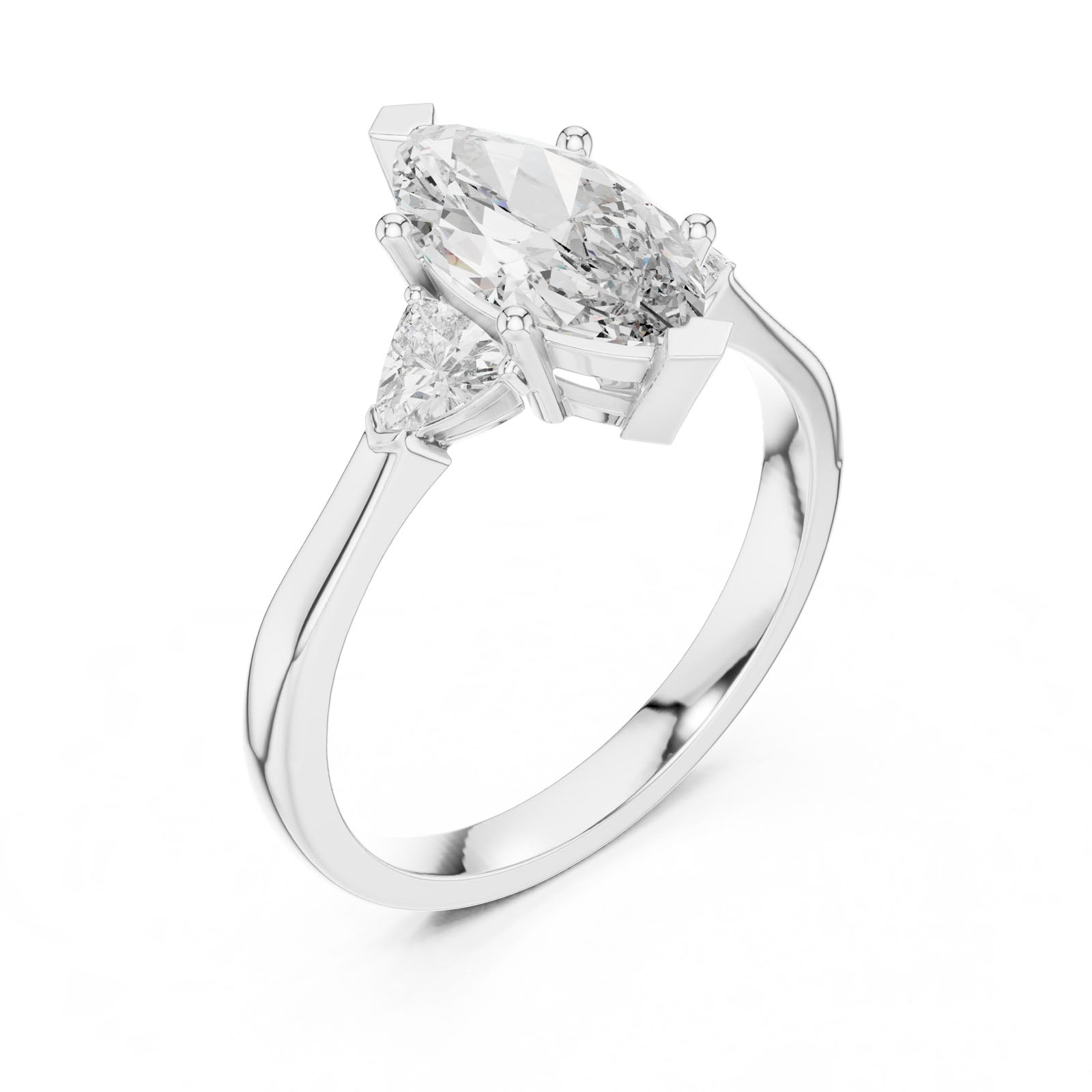 1.36 Ct. Marquise Diamond Three-Stone Ring with Trillion Side Diamonds (00001L (24)) 4