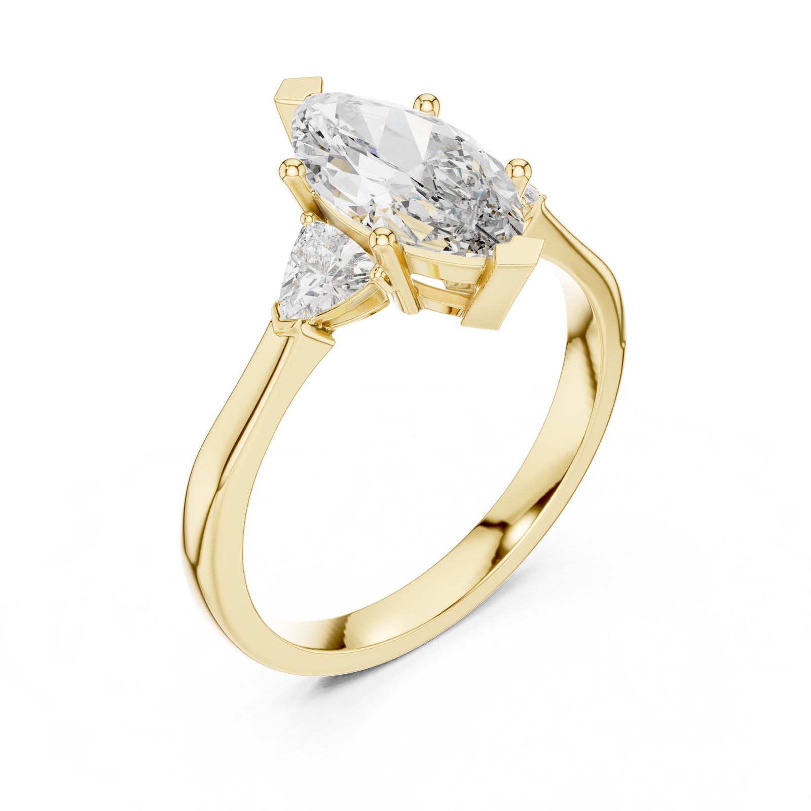 1.36 Ct. Marquise Diamond Three-Stone Ring with Trillion Side Diamonds (00001L (24))