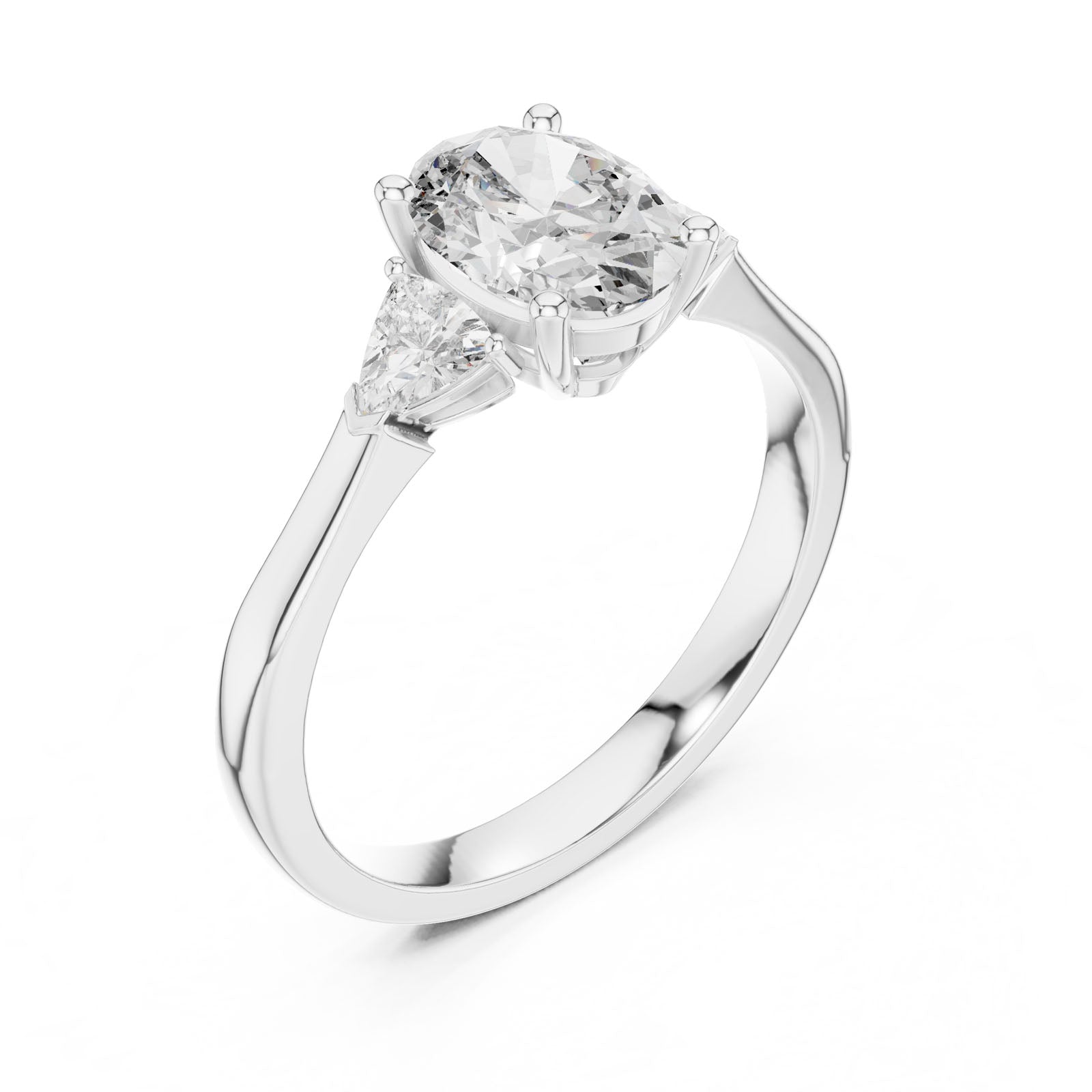 1.36 Ct. Oval Diamond Three-Stone Ring with Trillion Side Diamonds (00001L (25)) 4
