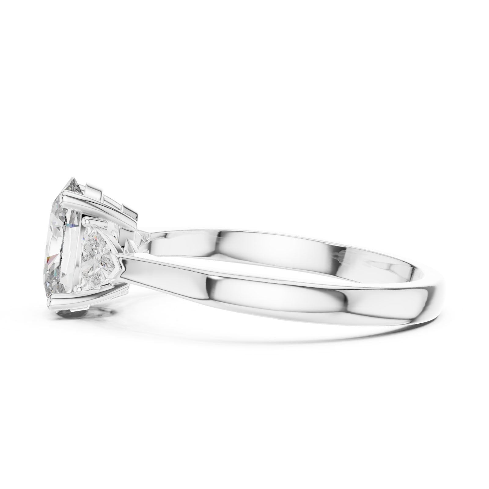 1.36 Ct. Oval Diamond Three-Stone Ring with Trillion Side Diamonds (00001L (25)) 6