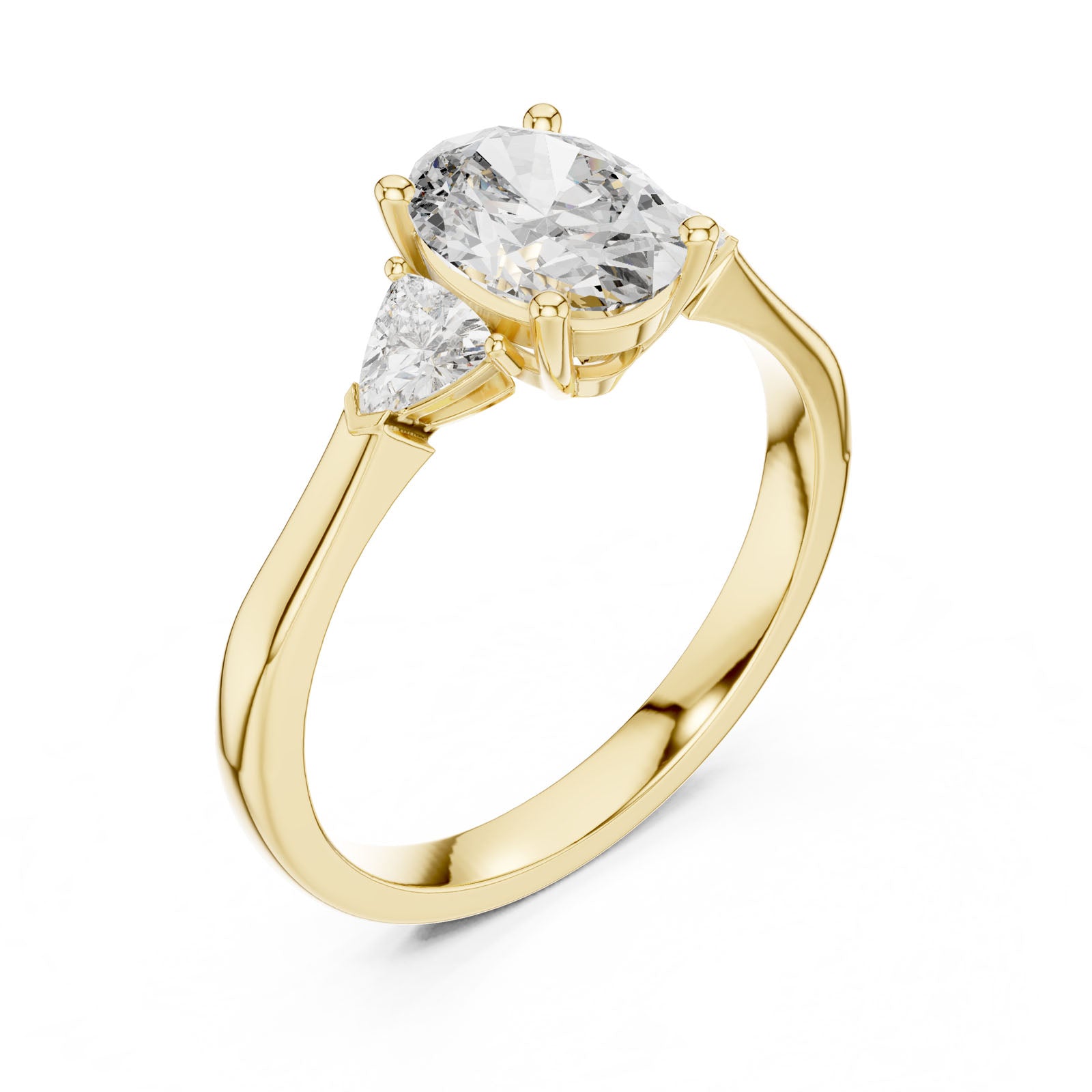 1.36 Ct. Oval Diamond Three-Stone Ring with Trillion Side Diamonds (00001L (25))