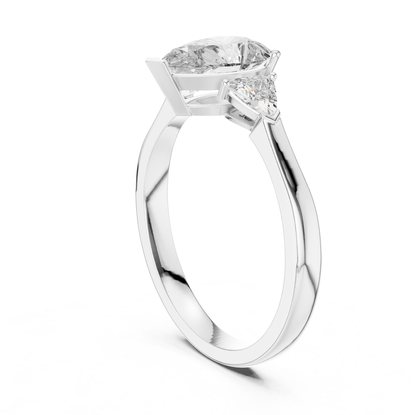 1.36 Ct. Pear Diamond Three-Stone Ring with Trillion Side Diamonds (00001L (26)) 4
