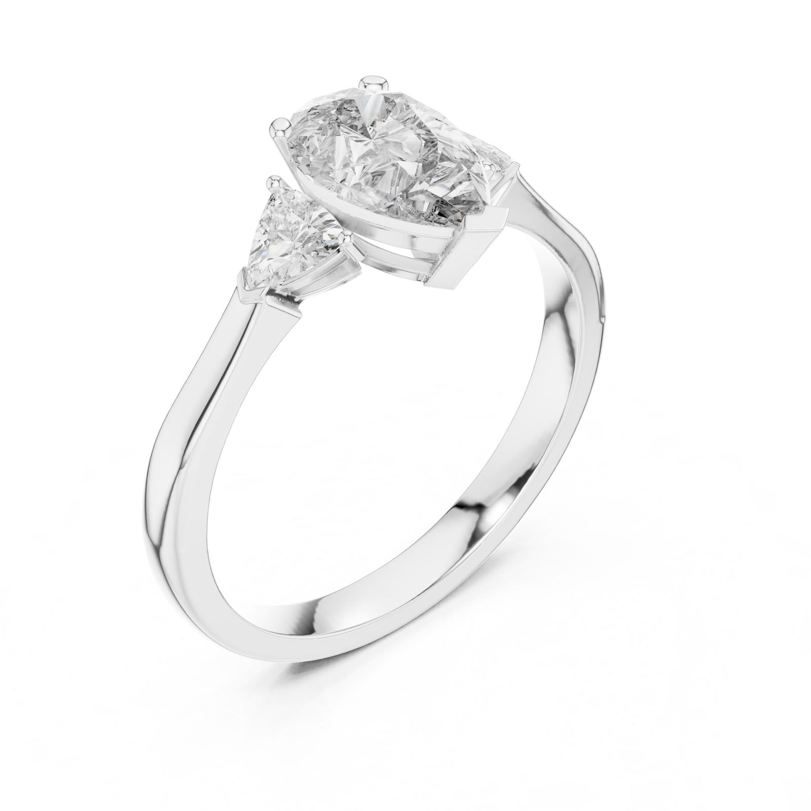 1.36 Ct. Pear Diamond Three-Stone Ring with Trillion Side Diamonds (00001L (26)) 10