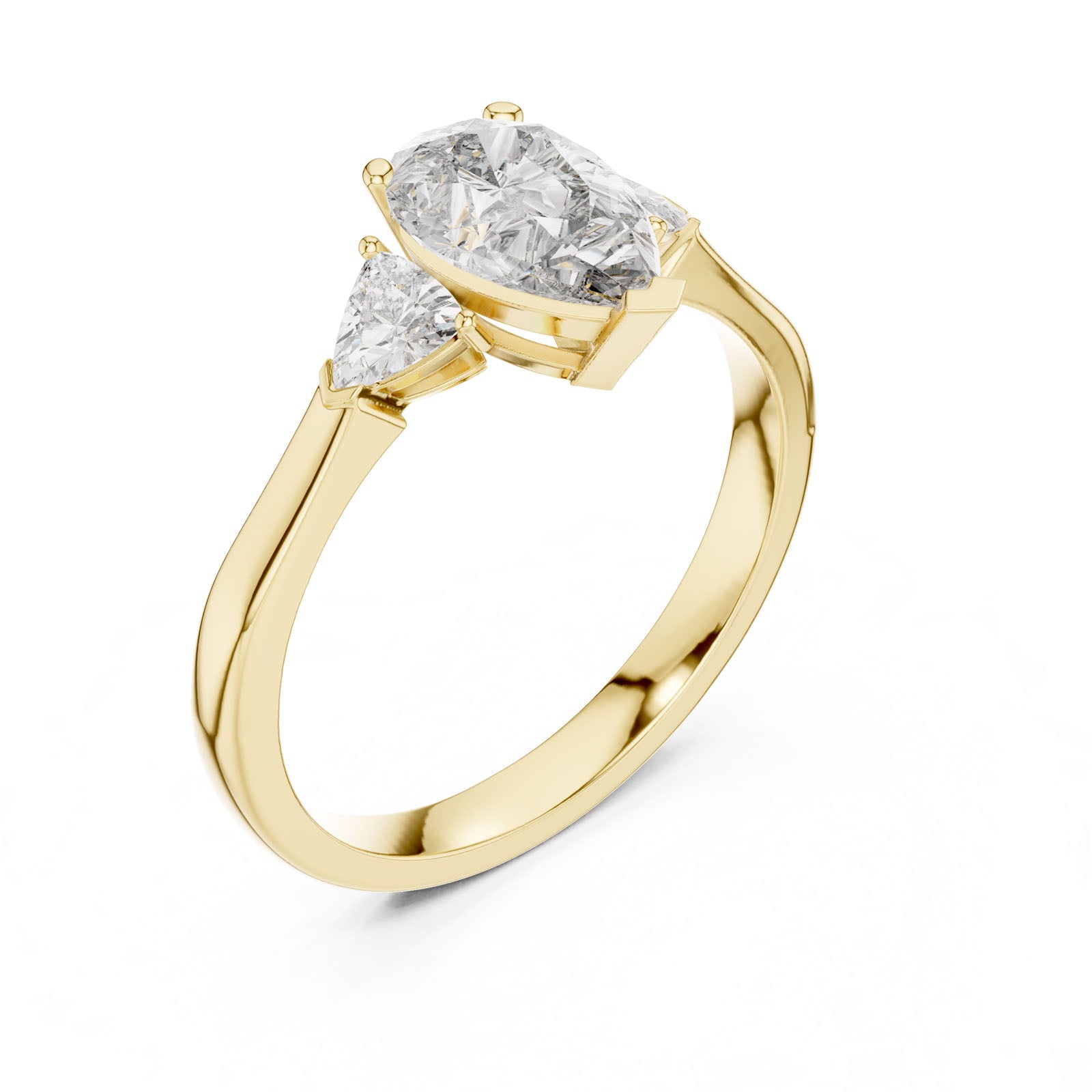 1.36 Ct. Pear Diamond Three-Stone Ring with Trillion Side Diamonds (00001L (26))
