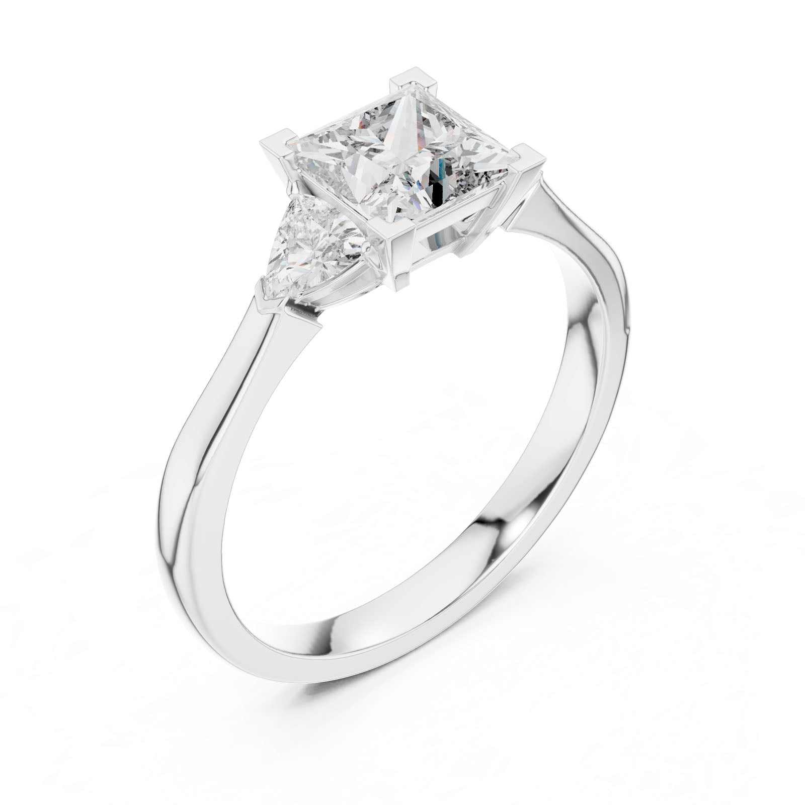 1.36 Ct. Princess Cut Three-Stone Ring with Trillion Side Diamonds (00001L (27)) 7
