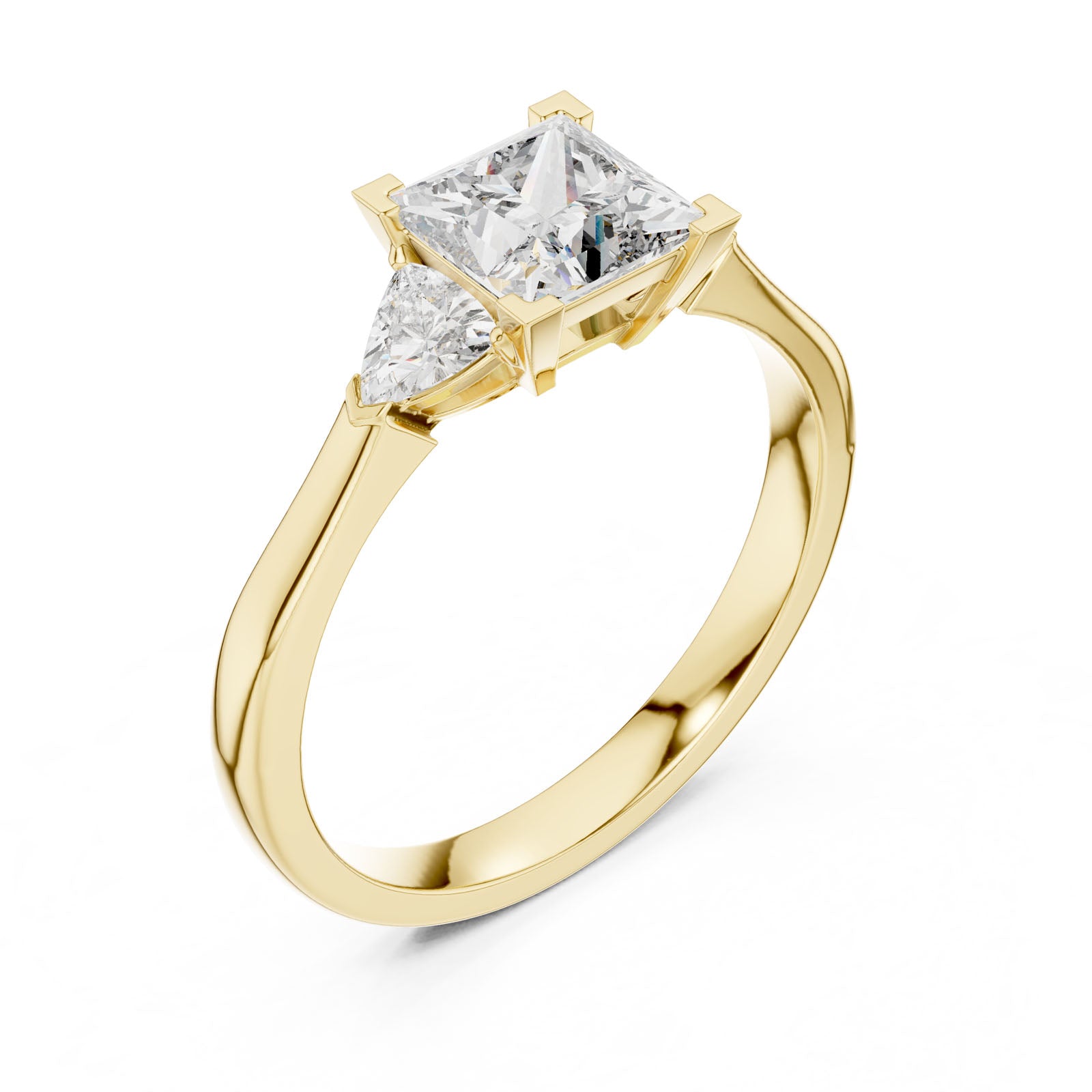 1.36 Ct. Princess Cut Three-Stone Ring with Trillion Side Diamonds (00001L (27))