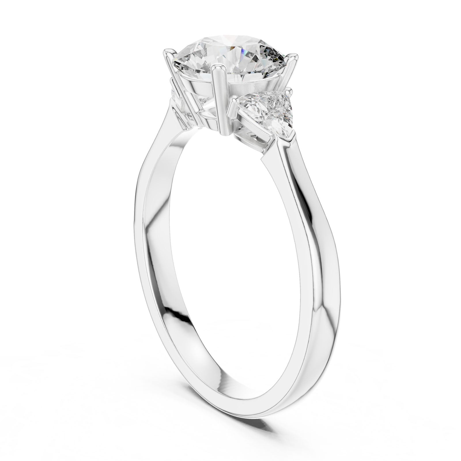 1.36 Ct. Round Diamond Three-Stone Ring with Trillion Side Diamonds (00001L (28)) 4