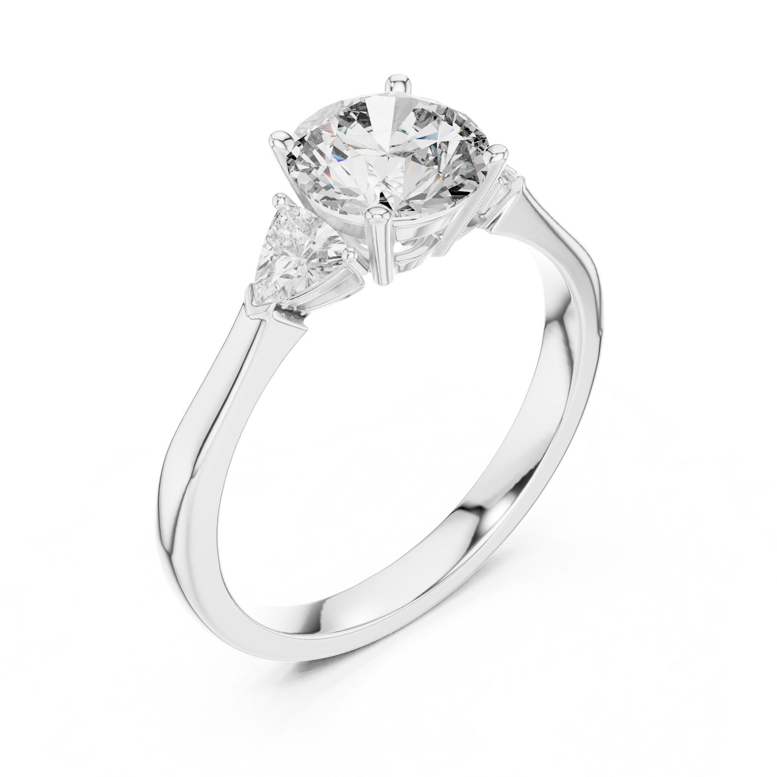 1.36 Ct. Round Diamond Three-Stone Ring with Trillion Side Diamonds (00001L (28)) 7