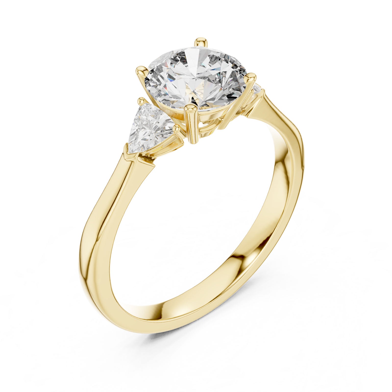 1.36 Ct. Round Diamond Three-Stone Ring with Trillion Side Diamonds (00001L (28))