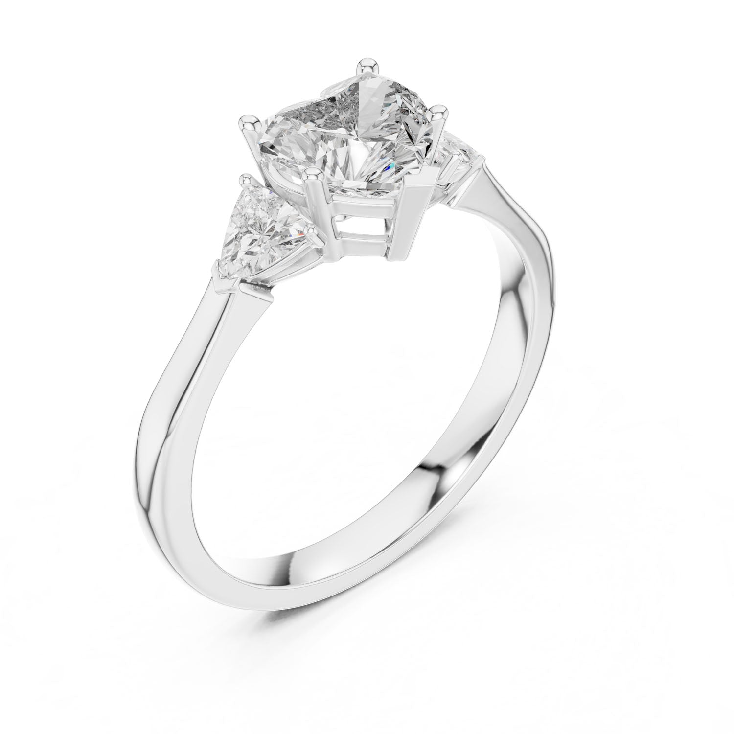 1.36 Ct. Heart-Shaped Three-Stone Ring with Trillion Side Diamonds (00001L (30)) 7