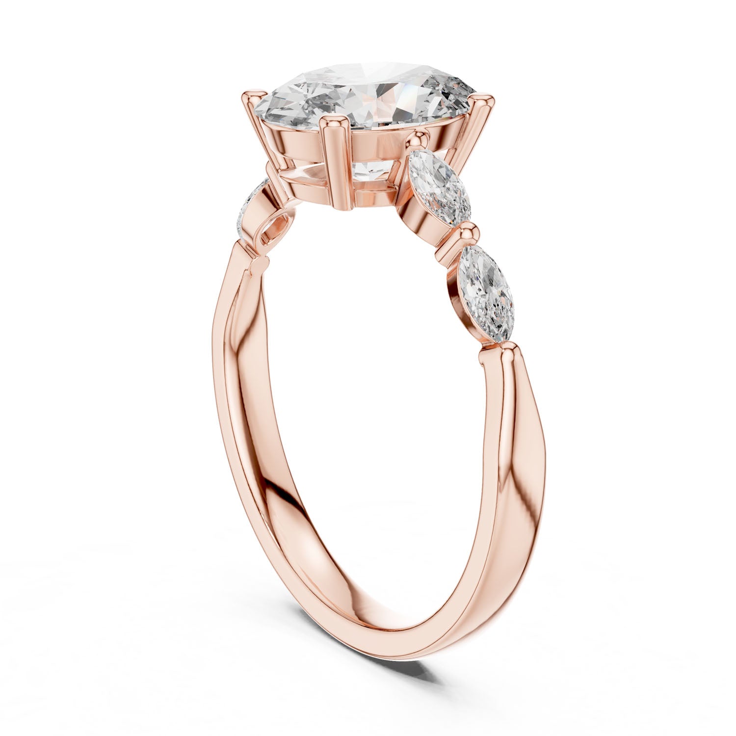 1.80 Ct. Oval Diamond Ring with Marquise Side Diamonds (00001L (35)) 12