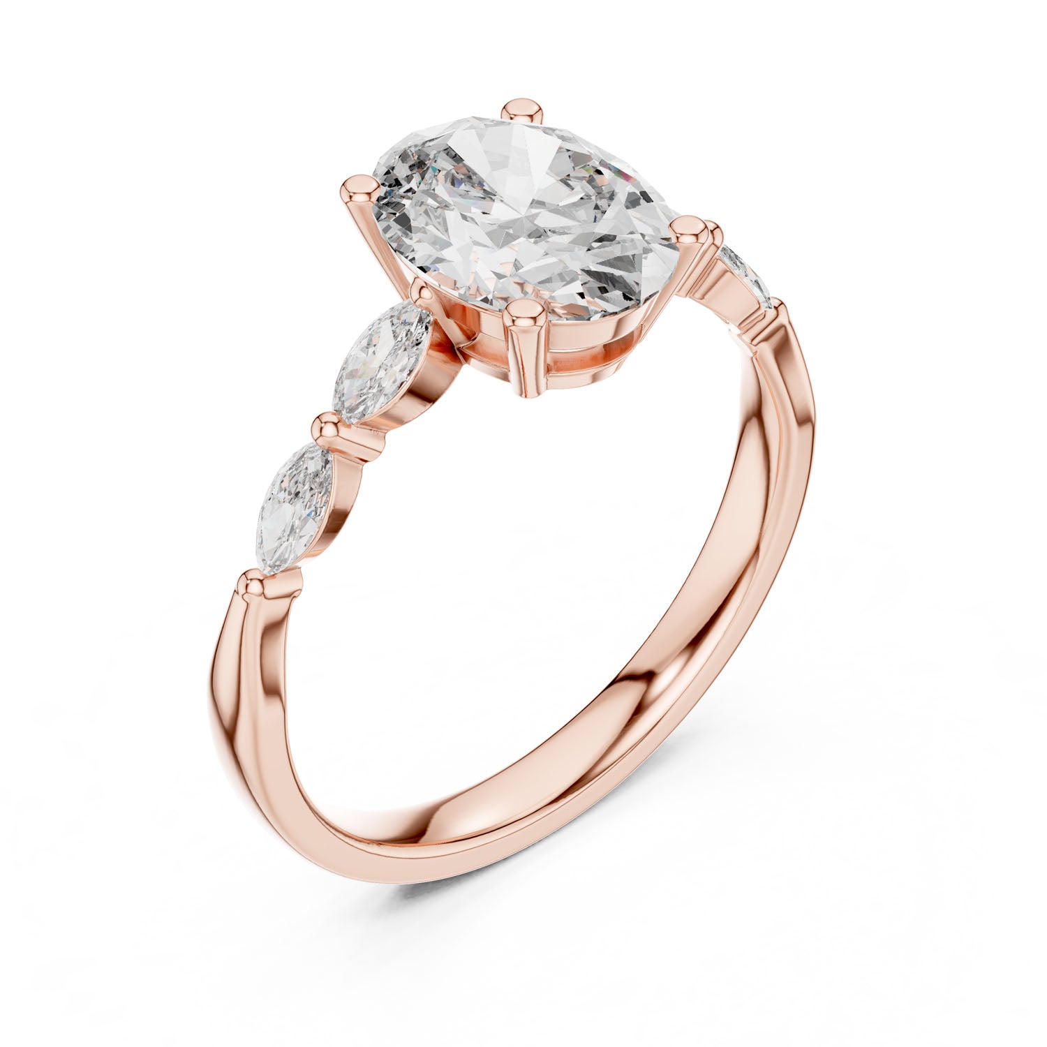 1.80 Ct. Oval Diamond Ring with Marquise Side Diamonds (00001L (35)) 6