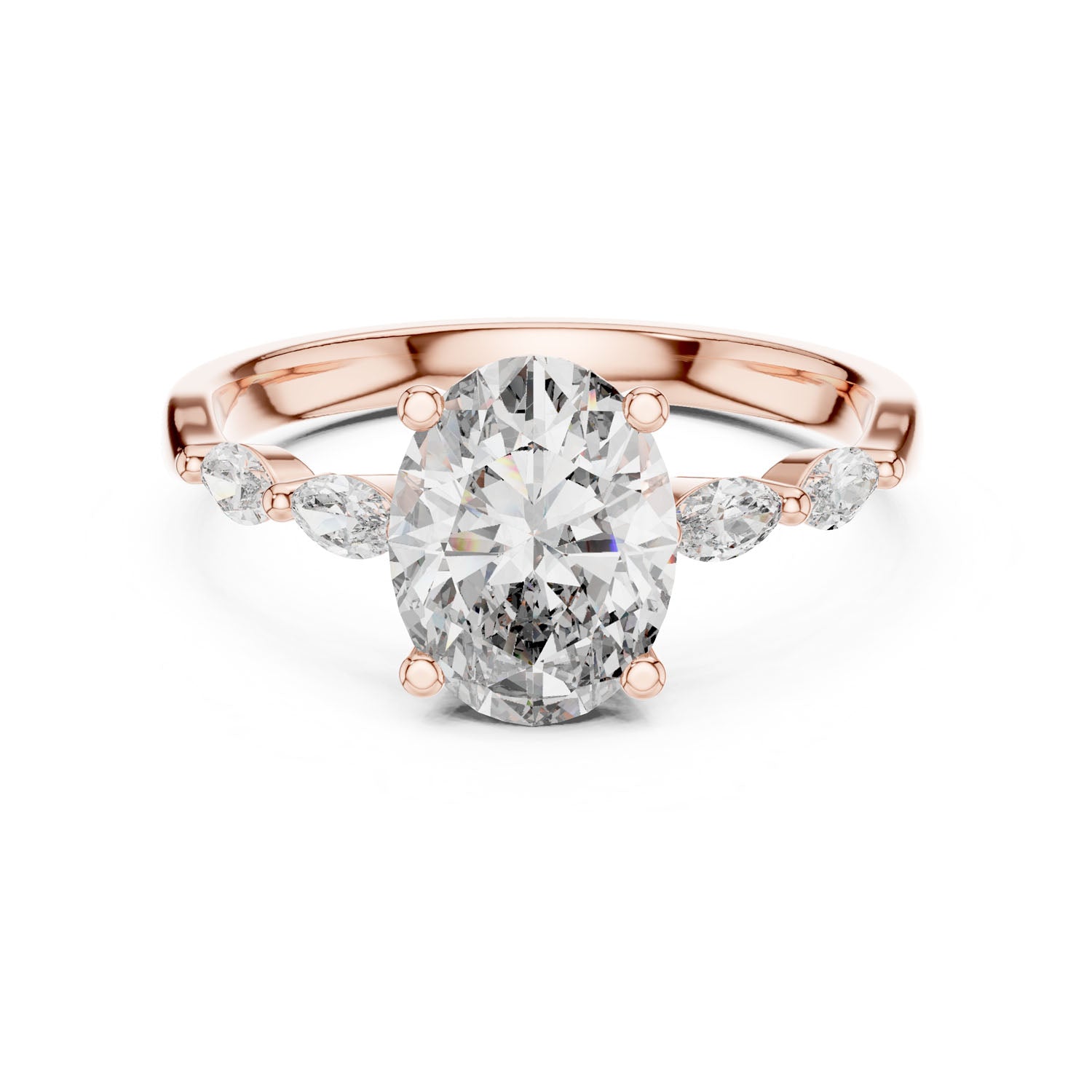 1.80 Ct. Oval Diamond Ring with Marquise Side Diamonds (00001L (35)) 9