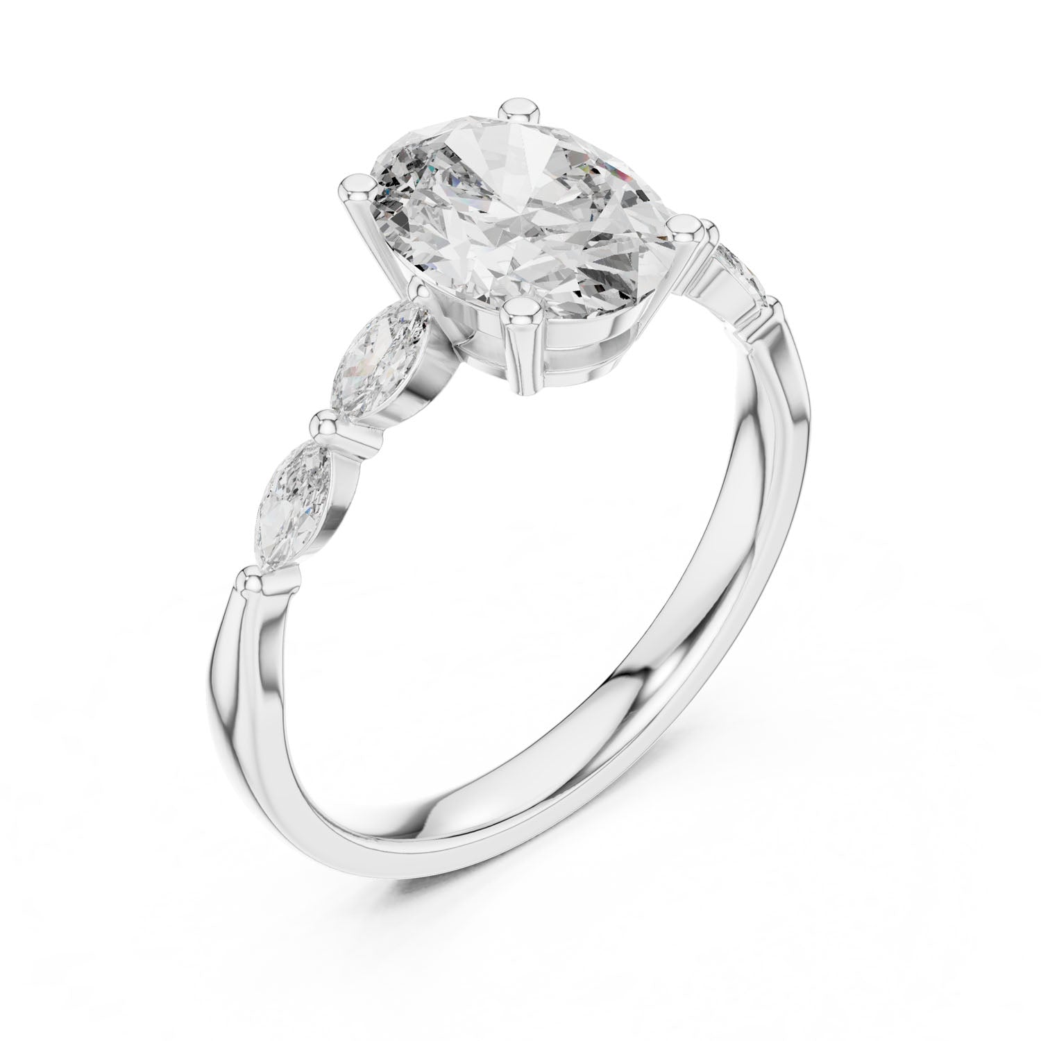 1.80 Ct. Oval Diamond Ring with Marquise Side Diamonds (00001L (35)) 10