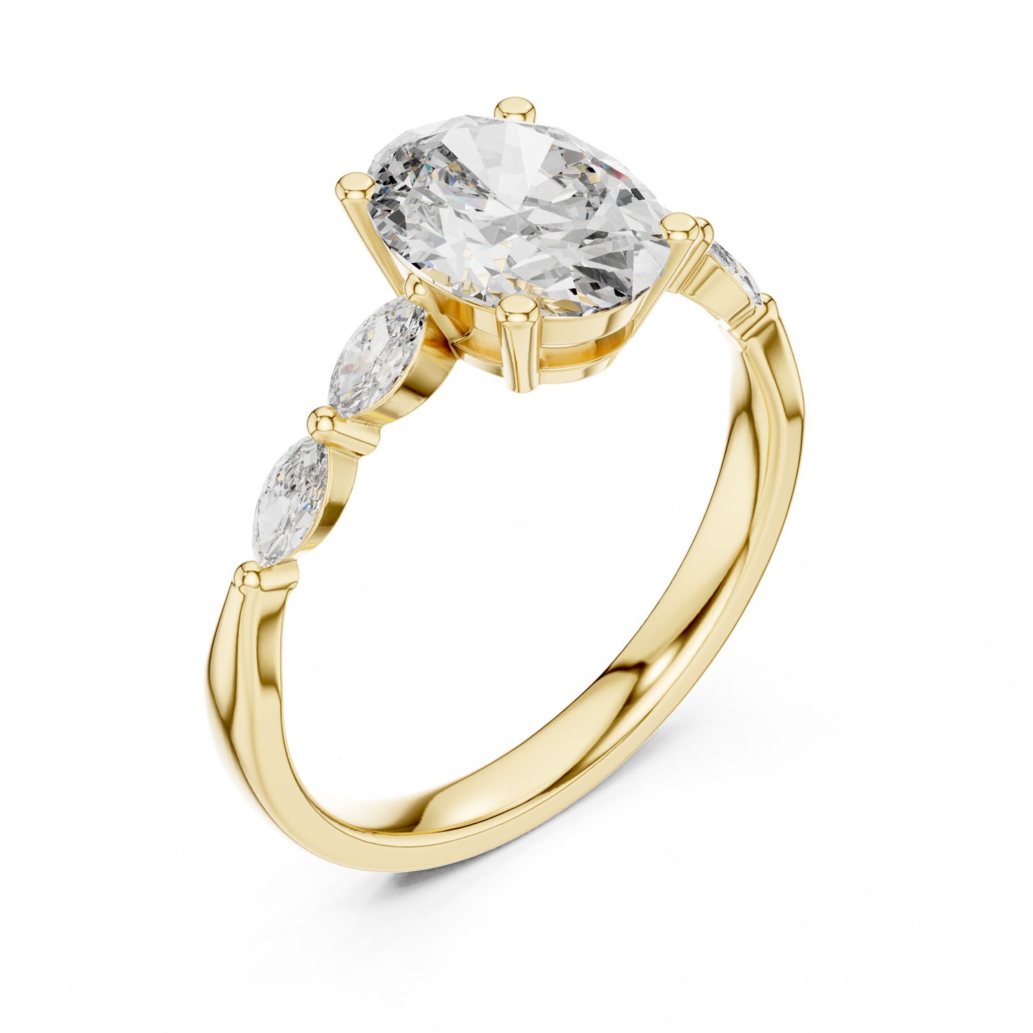 1.80 Ct. Oval Diamond Ring with Marquise Side Diamonds (00001L (35))