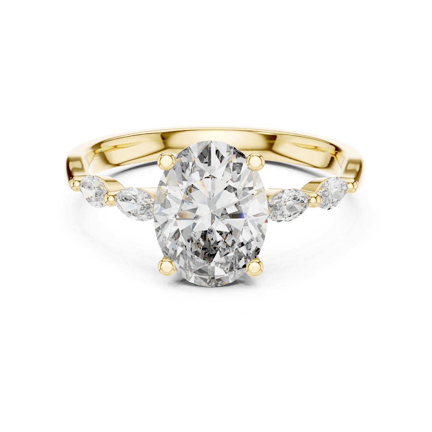 1.80 Ct. Oval Diamond Ring with Marquise Side Diamonds (00001L (35)) 5