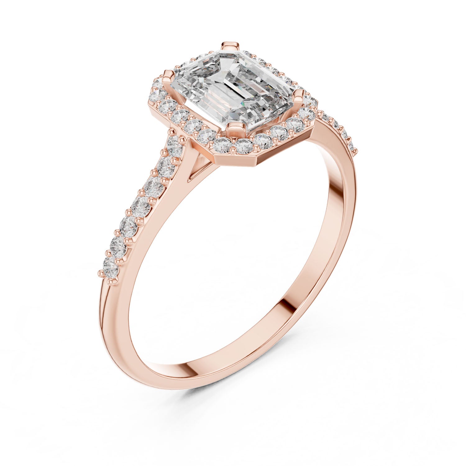 1.07 Ct. Emerald Cut Diamond Halo Ring with Pavé Band (00001L (45)) 9