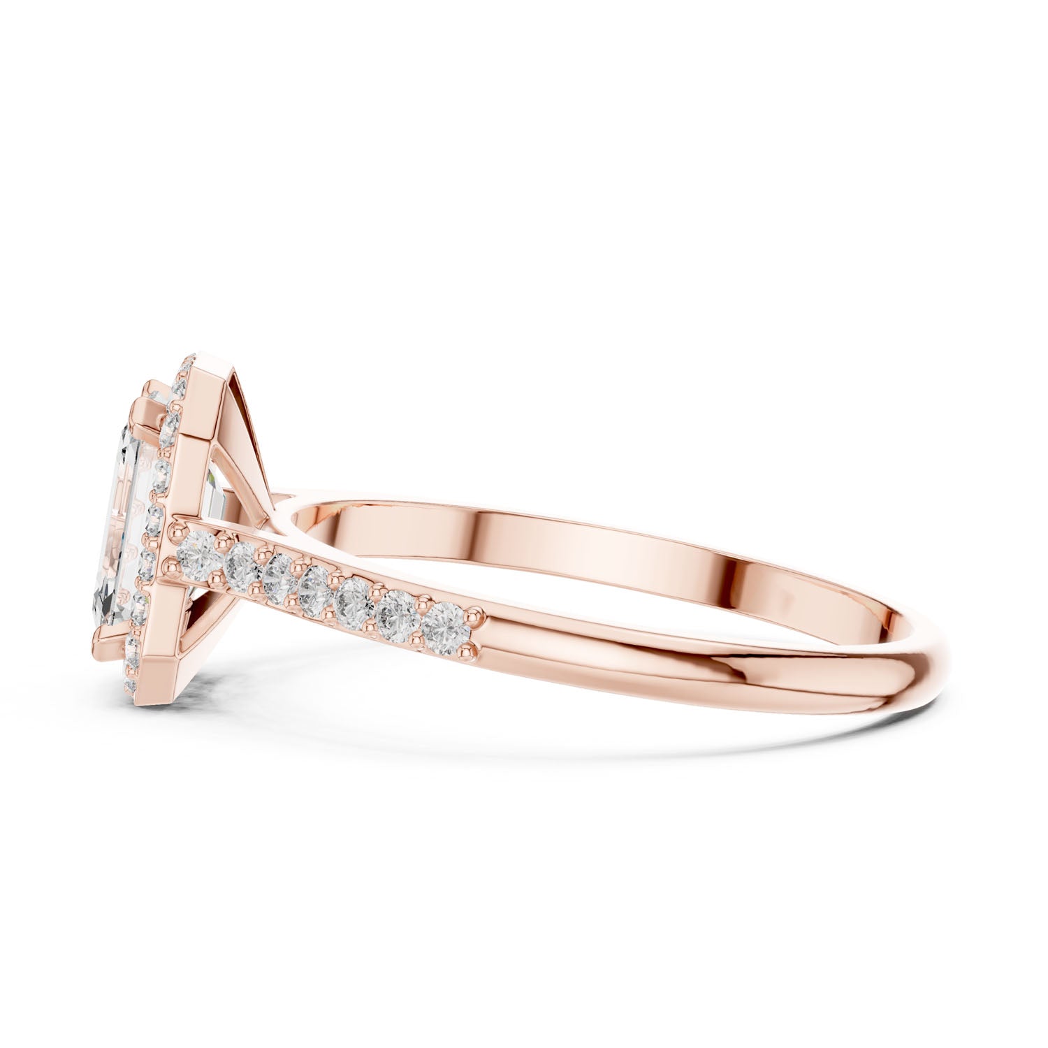 1.07 Ct. Emerald Cut Diamond Halo Ring with Pavé Band (00001L (45)) 3