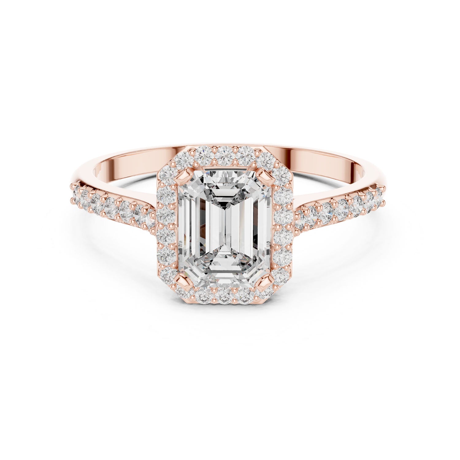 1.07 Ct. Emerald Cut Diamond Halo Ring with Pavé Band (00001L (45)) 10