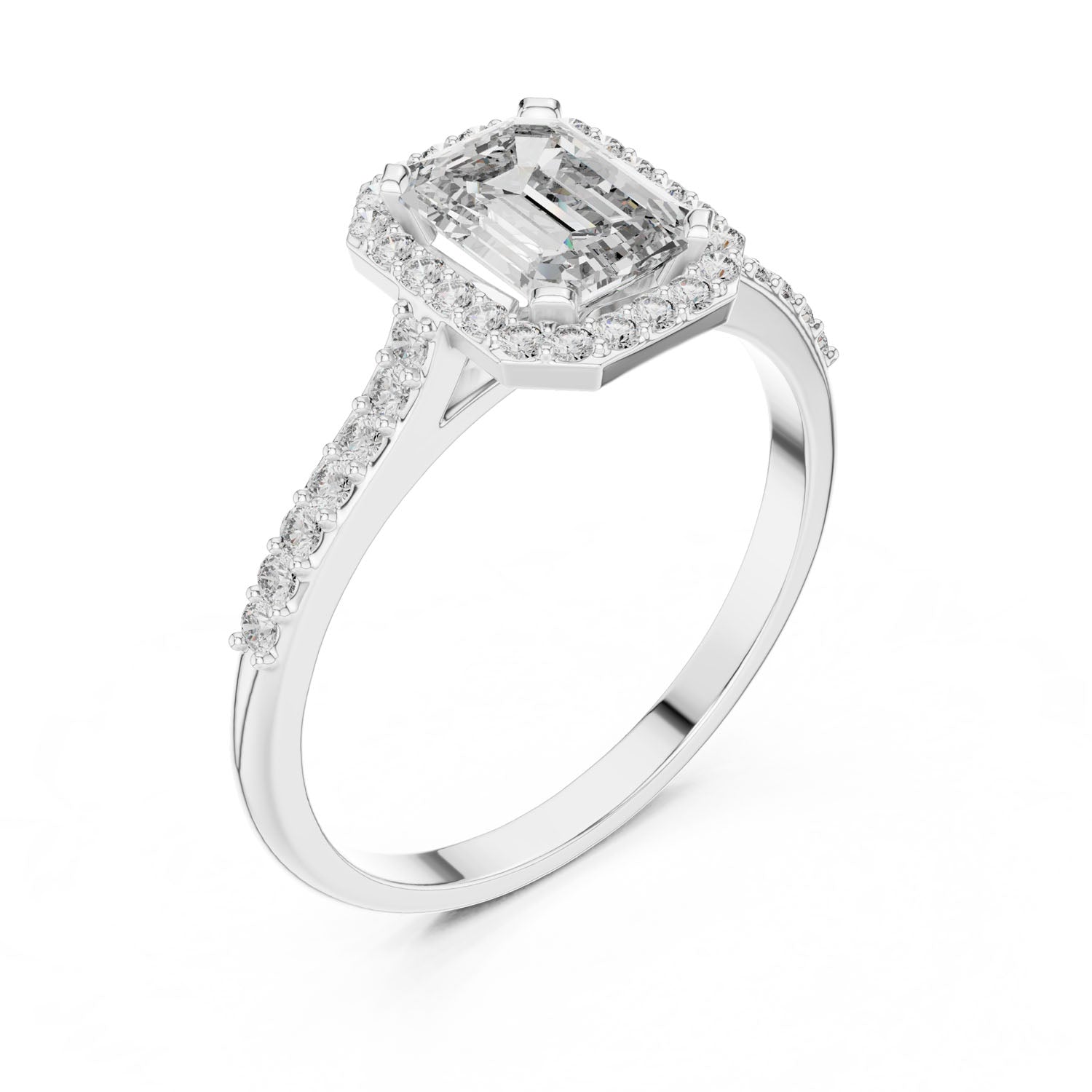 1.07 Ct. Emerald Cut Diamond Halo Ring with Pavé Band (00001L (45)) 5