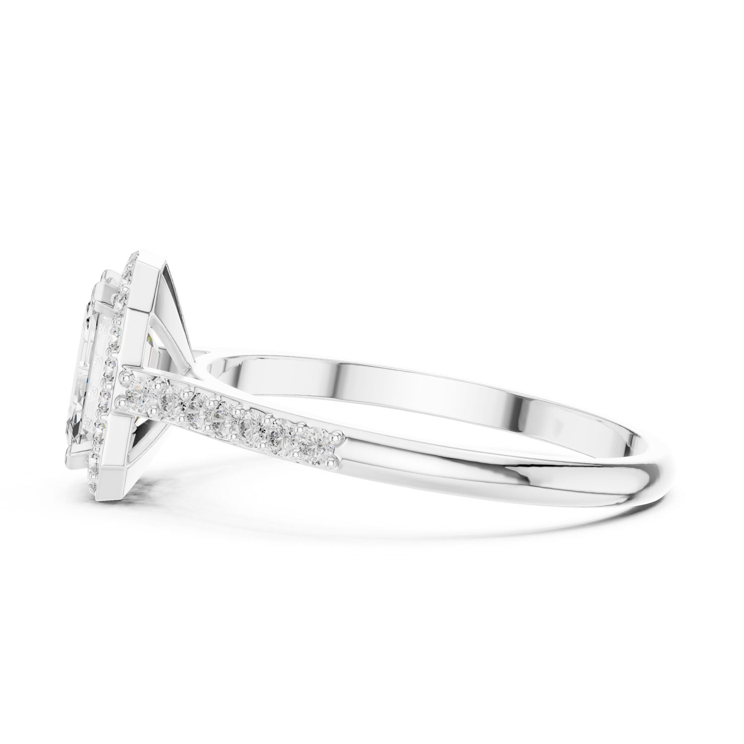 1.07 Ct. Emerald Cut Diamond Halo Ring with Pavé Band (00001L (45)) 6