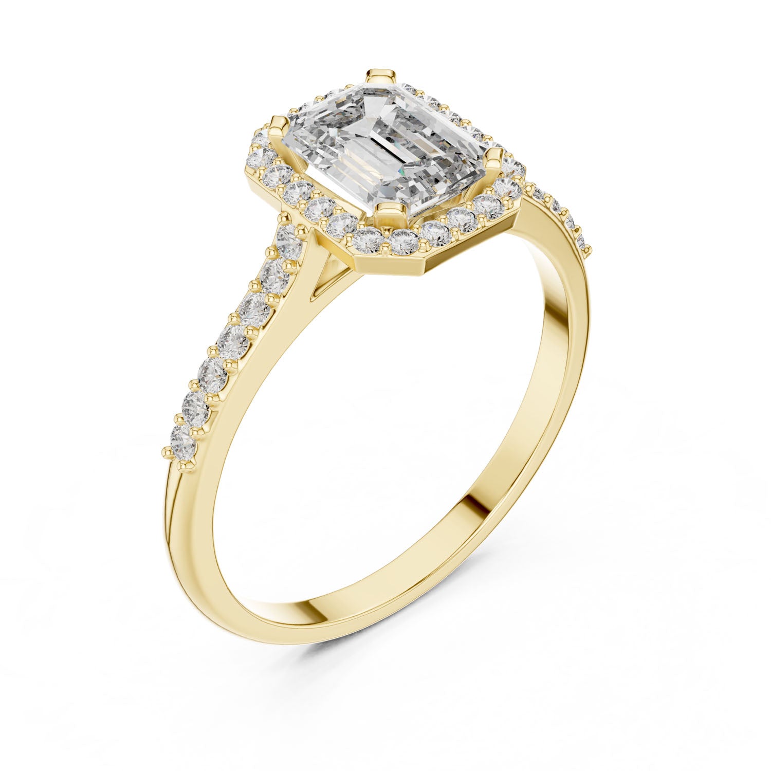 1.07 Ct. Emerald Cut Diamond Halo Ring with Pavé Band (00001L (45)) 12