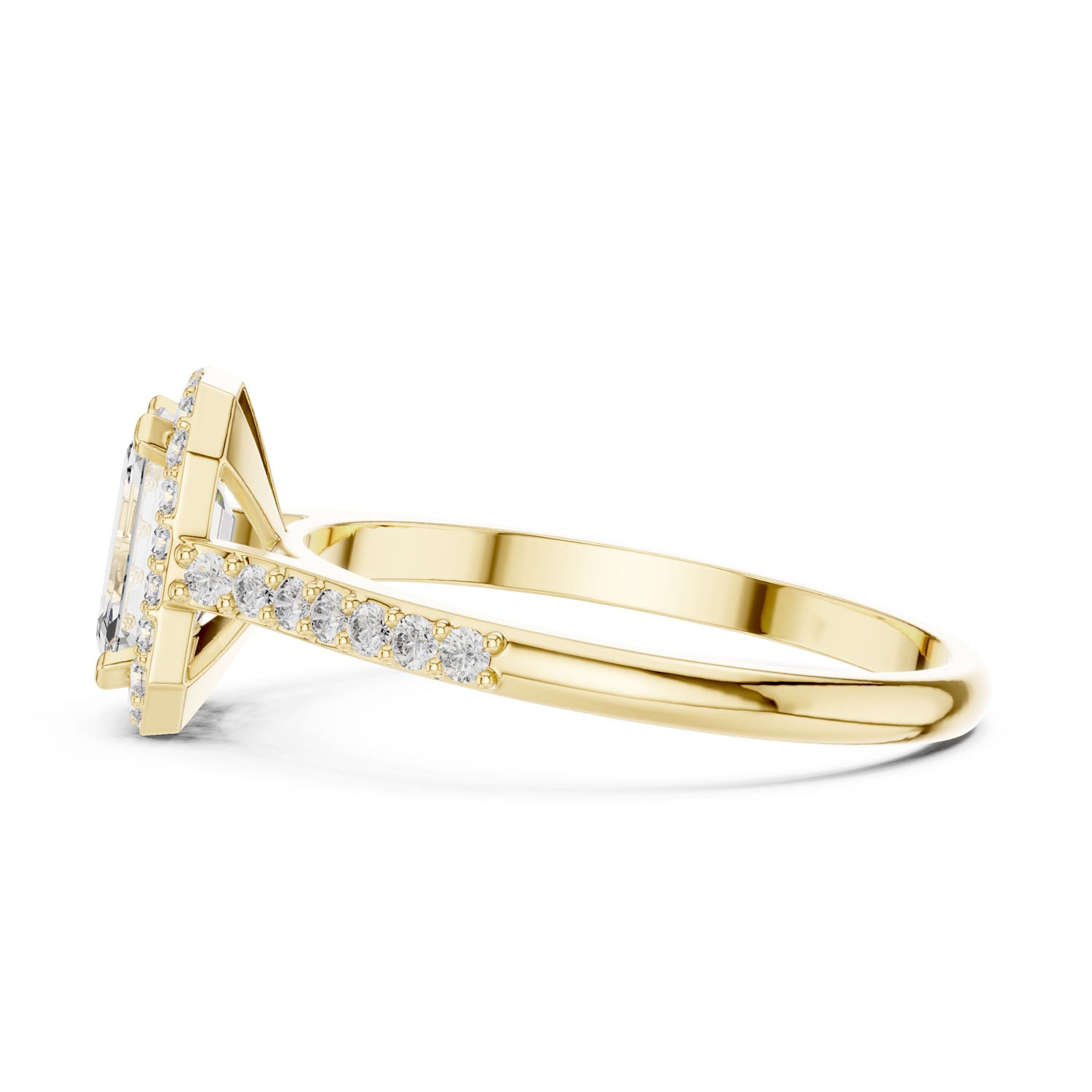 1.07 Ct. Emerald Cut Diamond Halo Ring with Pavé Band (00001L (45)) 8