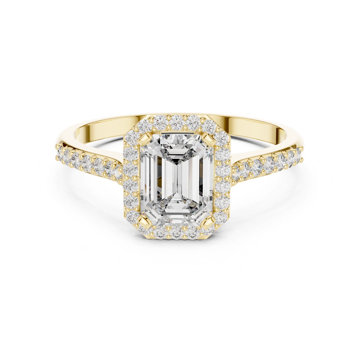 1.07 Ct. Emerald Cut Diamond Halo Ring with Pavé Band (00001L (45))