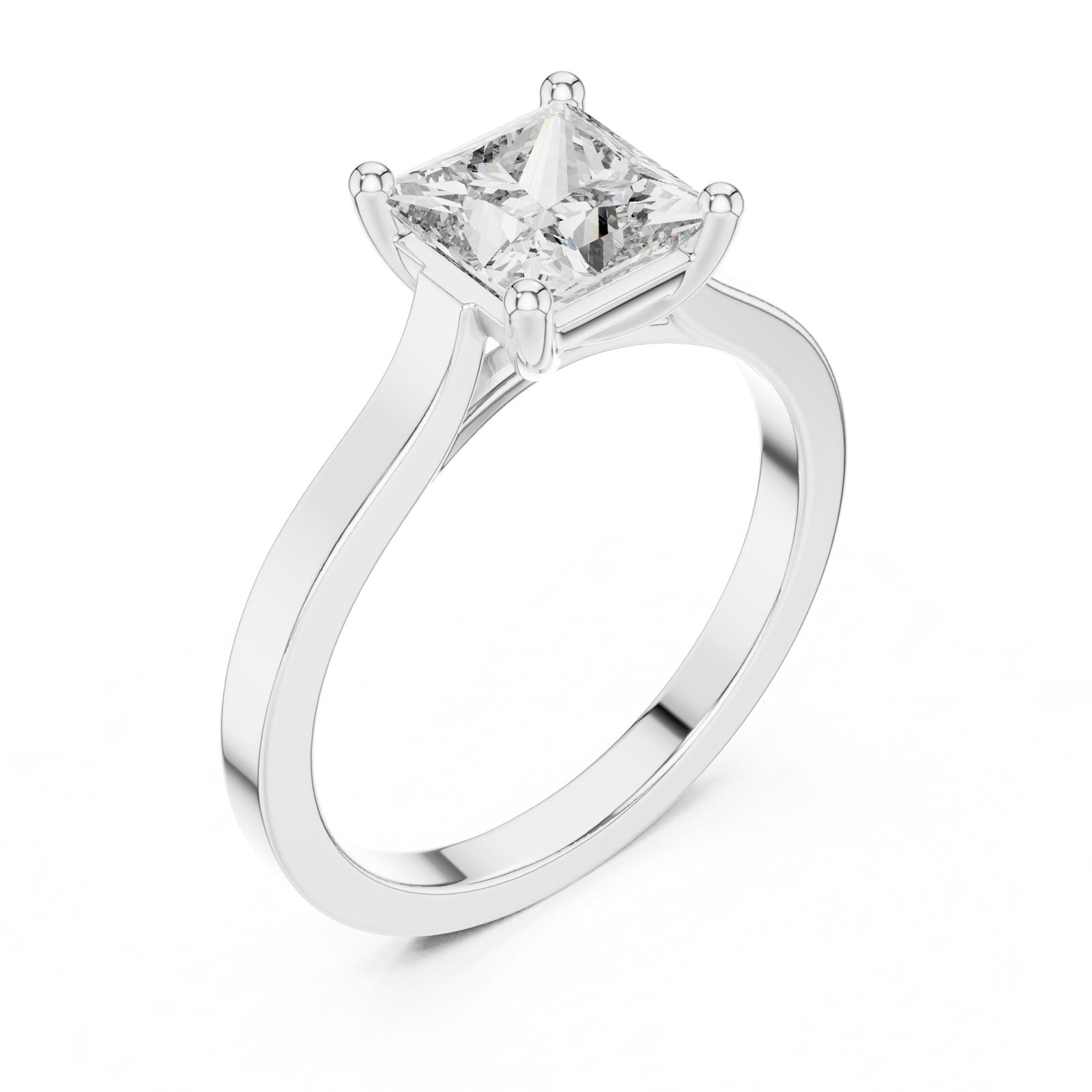 1.00 Ct. Princess Cut Diamond Solitaire Ring with Four-Prong Setting (00001L (5)) 7