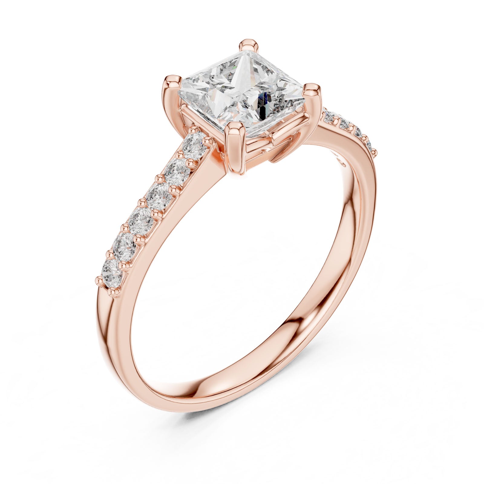 1.24 Ct. Princess Cut Diamond Engagement Ring with Pavé Band (00001L (6))
